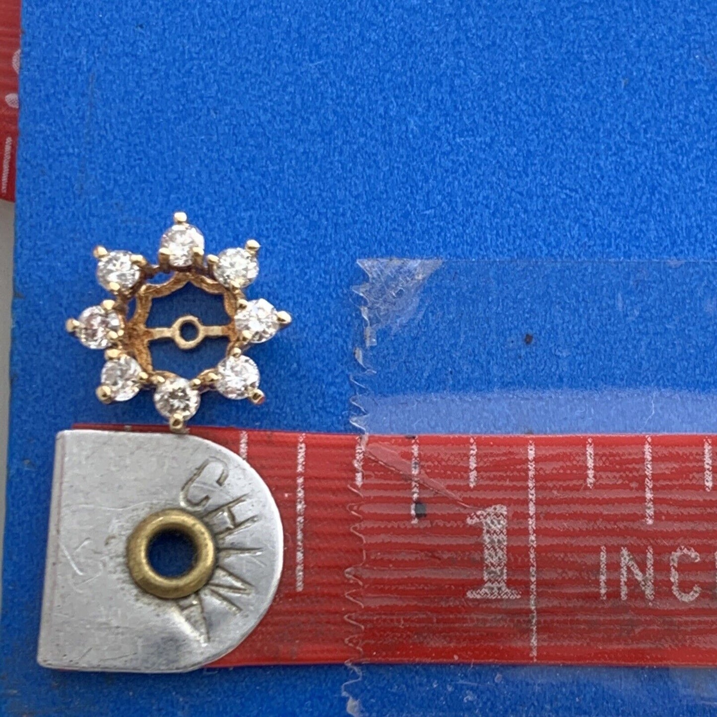 Designer 14K Yellow Gold Diamond Floral Starburst Snowflake Earring Jackets