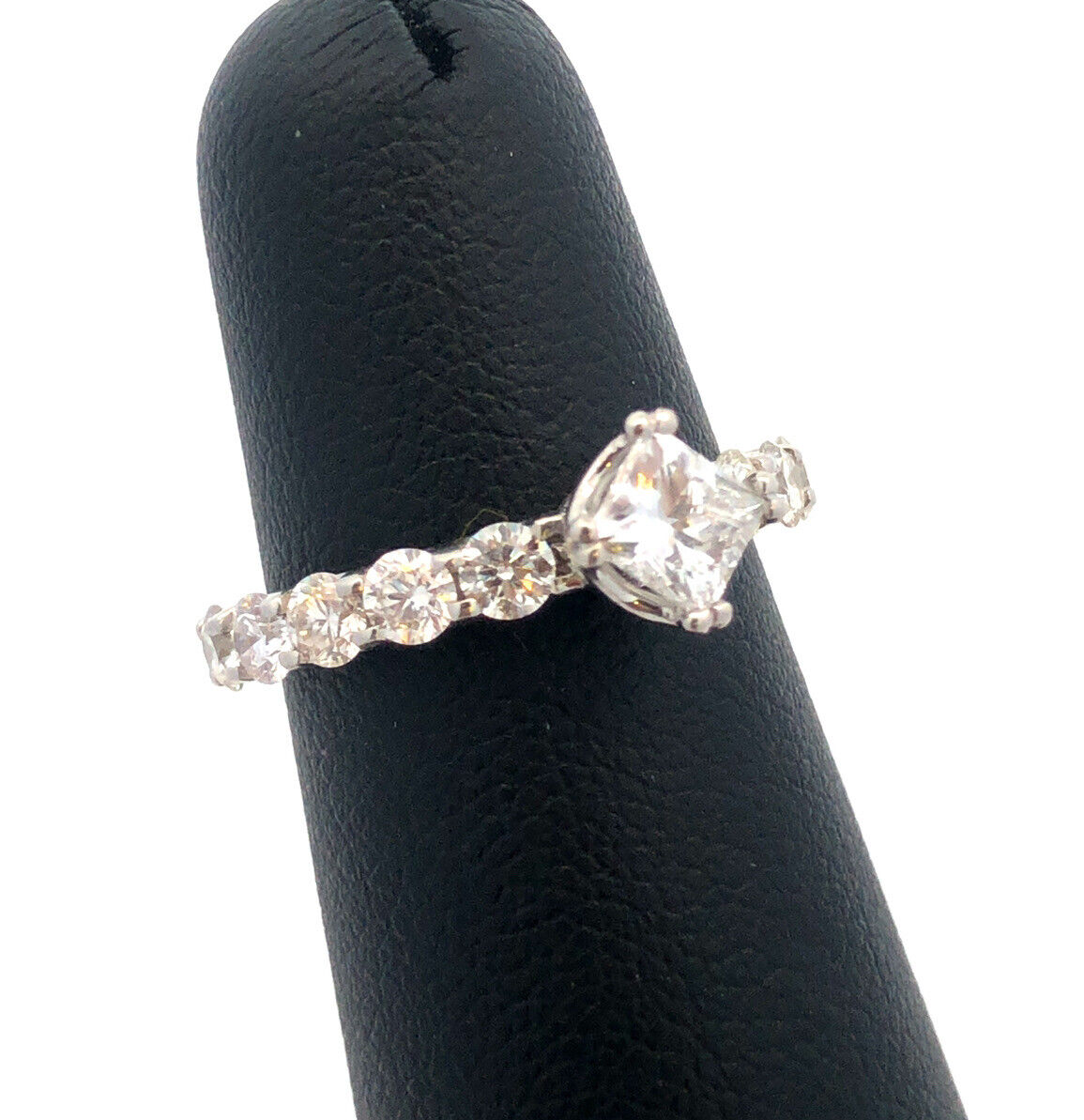 Estate 950 Platinum Princess Square Diamond Engagement Wedding Ring