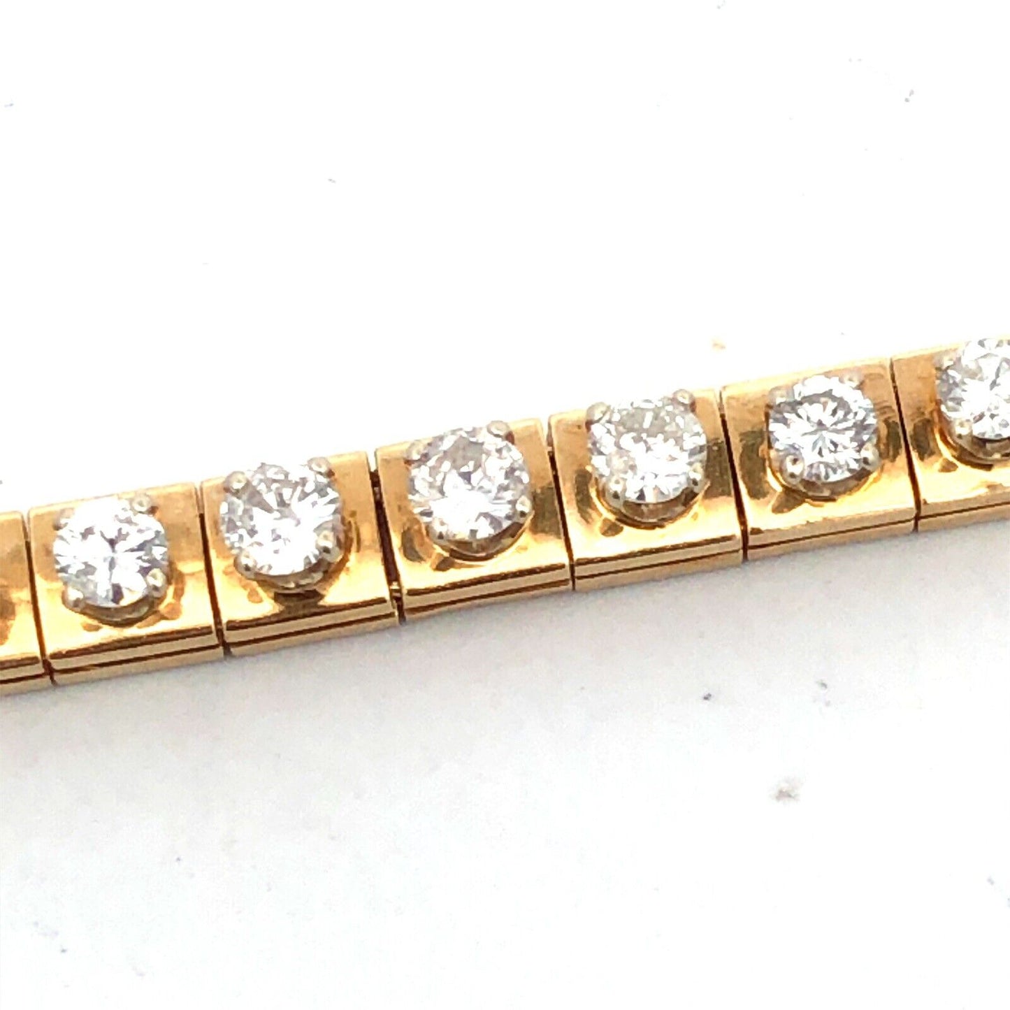Estate 14K Yellow Gold Round Graduated Diamond Modernist Tennis Bracelet