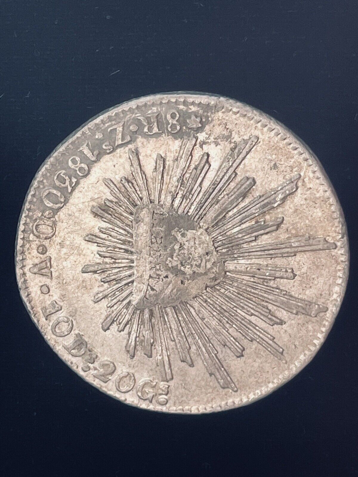 1830 Zs Zacatecas Mexico 8 Reales .903 Silver O.V. Cap and Rays Libertad Coin
