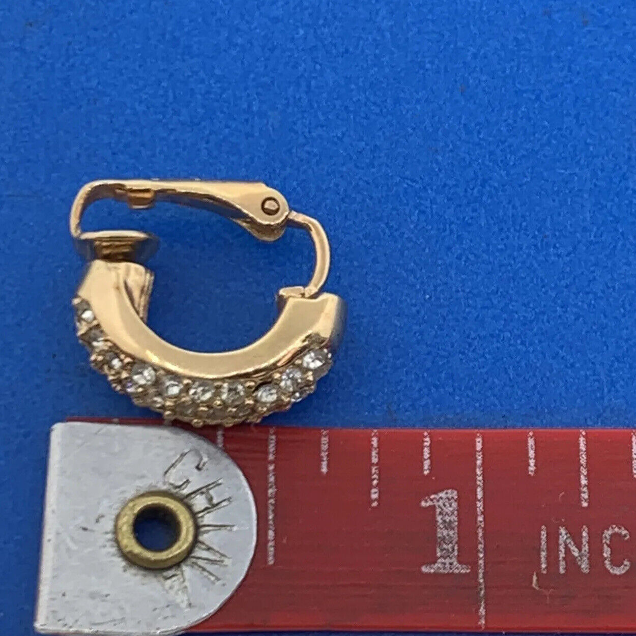 Vintage Christian Dior Germany Gold Tone Pave Rhinestone Crystal Clip Earrings