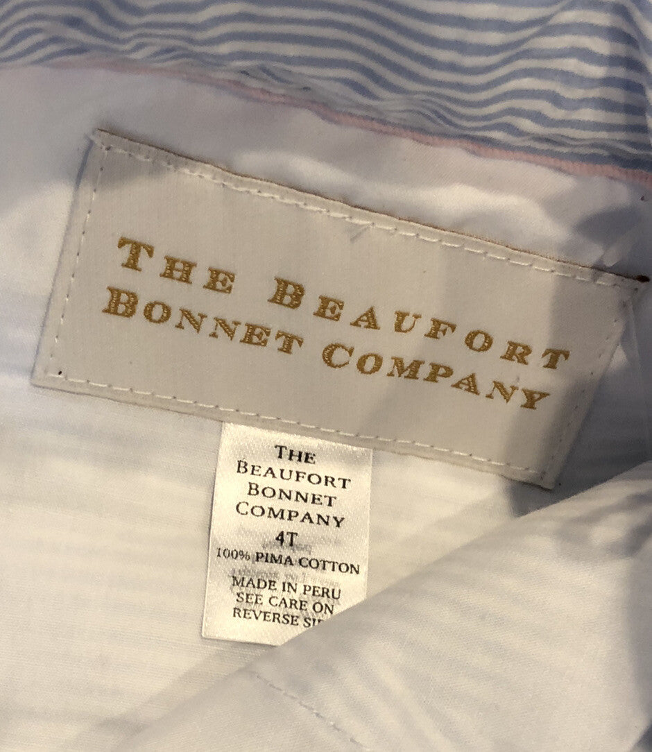 The Beaufort Bonnet Company 100% Cotton Blue White Striped Size 4T Boys Pants
