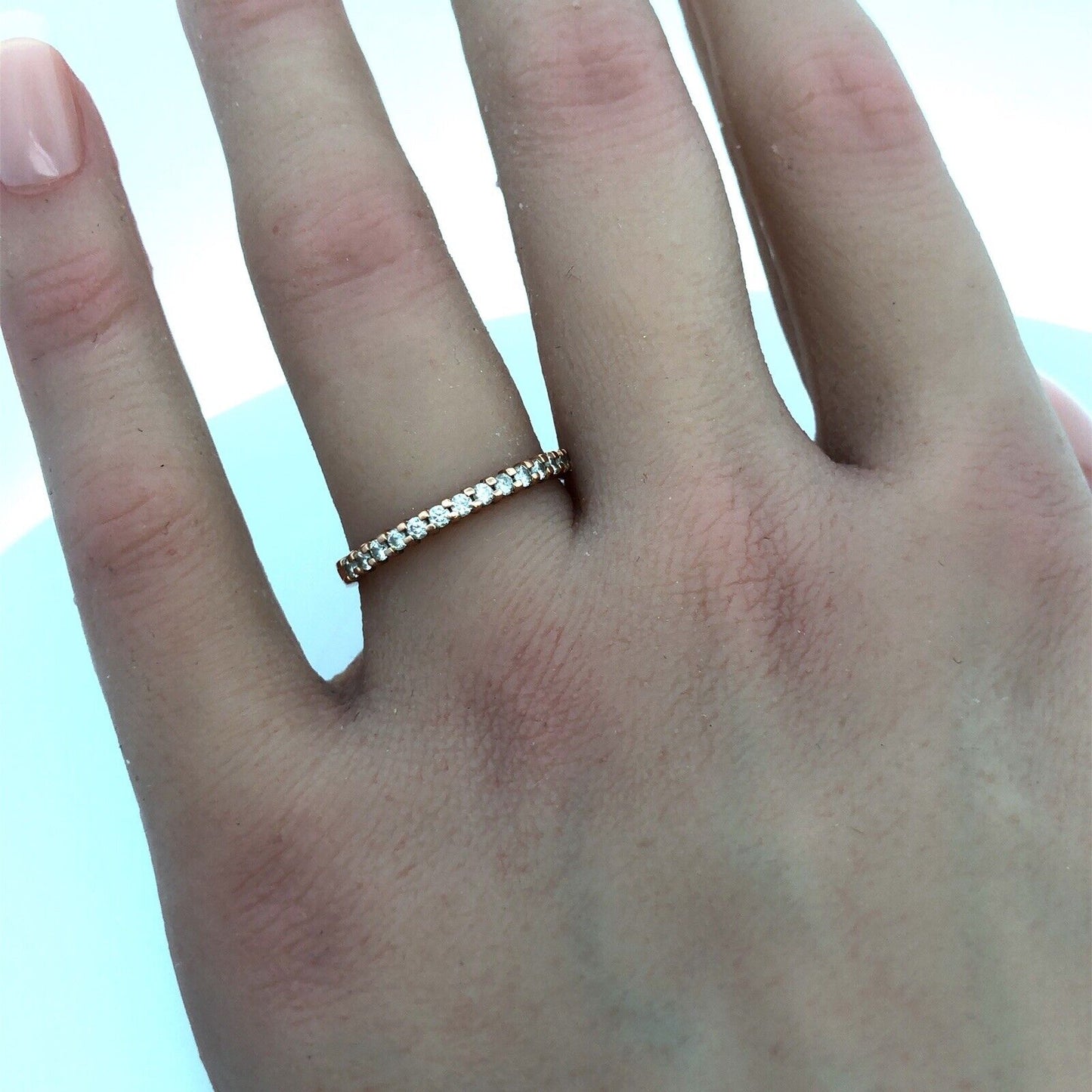 Designer 14K Rose Gold Diamond Stackable Infinity Eternity Anniversary Band Ring
