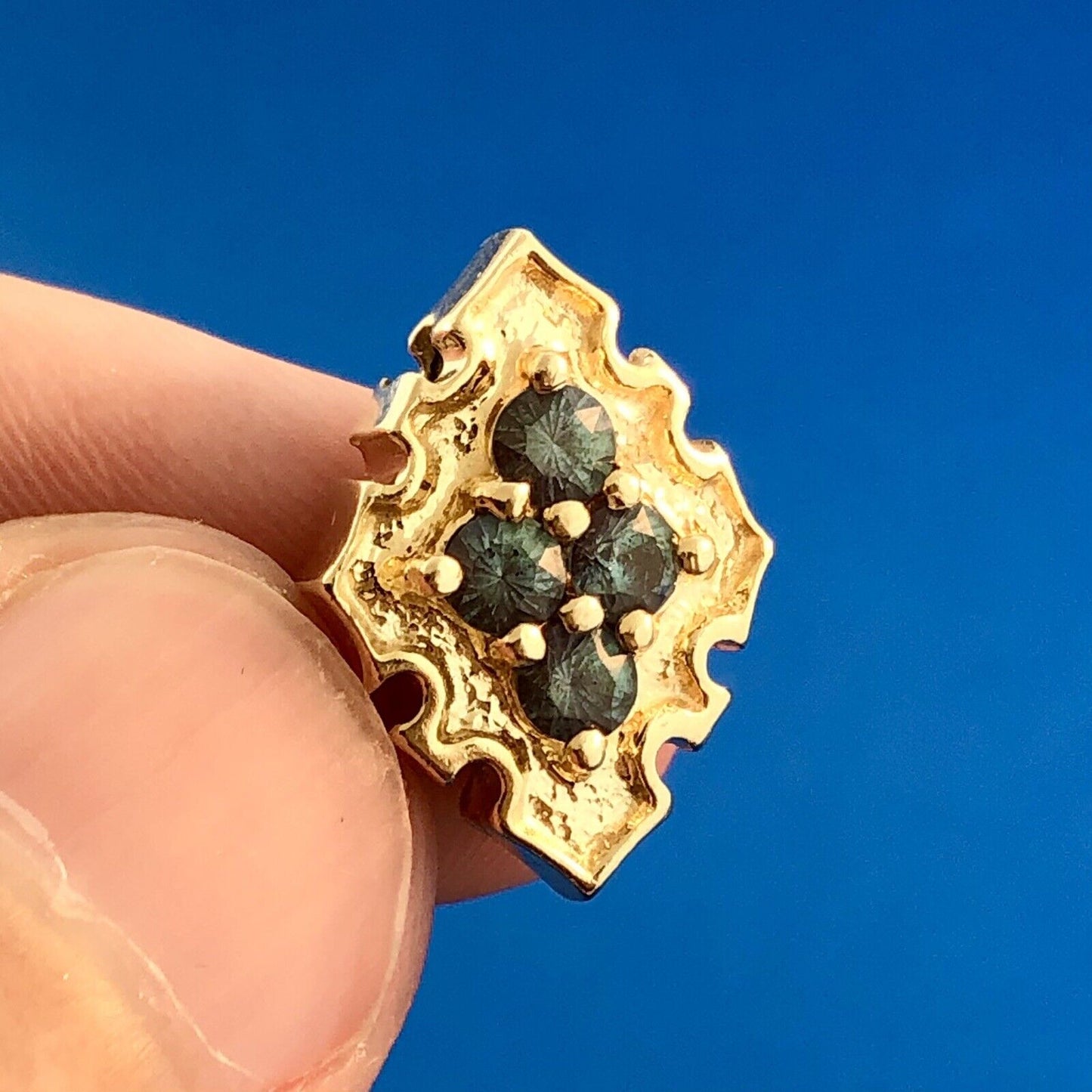 Vintage Designer GK 14k Yellow Gold Green Topaz Slide Spacer Charm