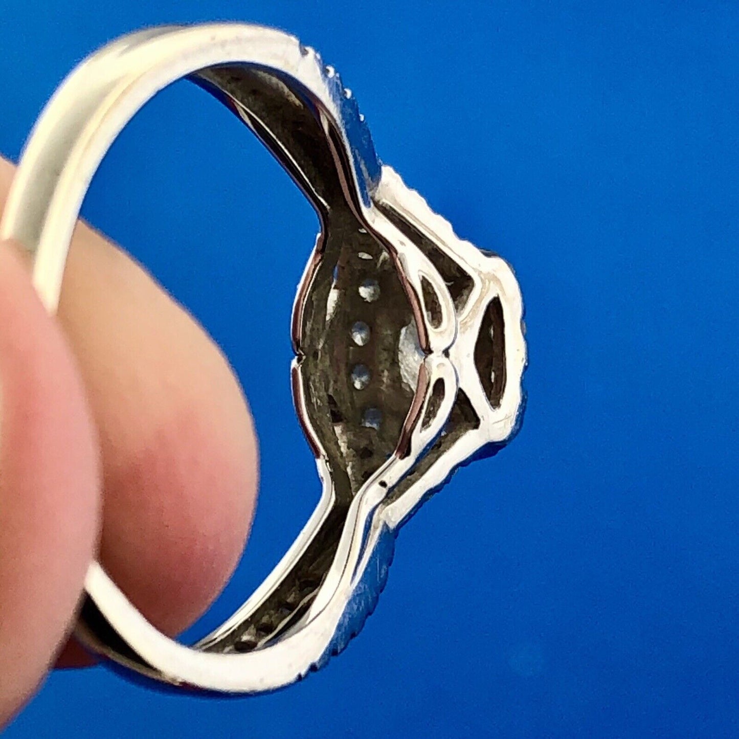 De Couer 10K White Gold Diamond Solitaire w/Halo Accents Bridal Ring Set