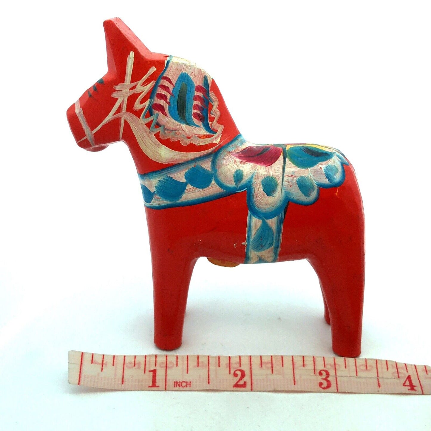 Vintage Swedish Akta Dala Hemslojd Hand Painted Red Horse Wooden Toy Figurine