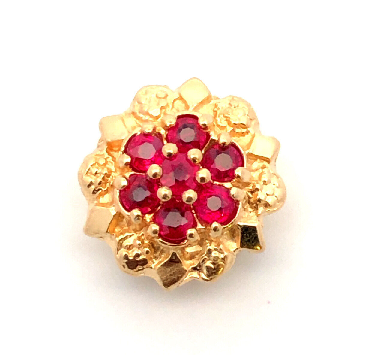 Designer 14K Yellow Gold Round Ruby Slide Bracelet Charm