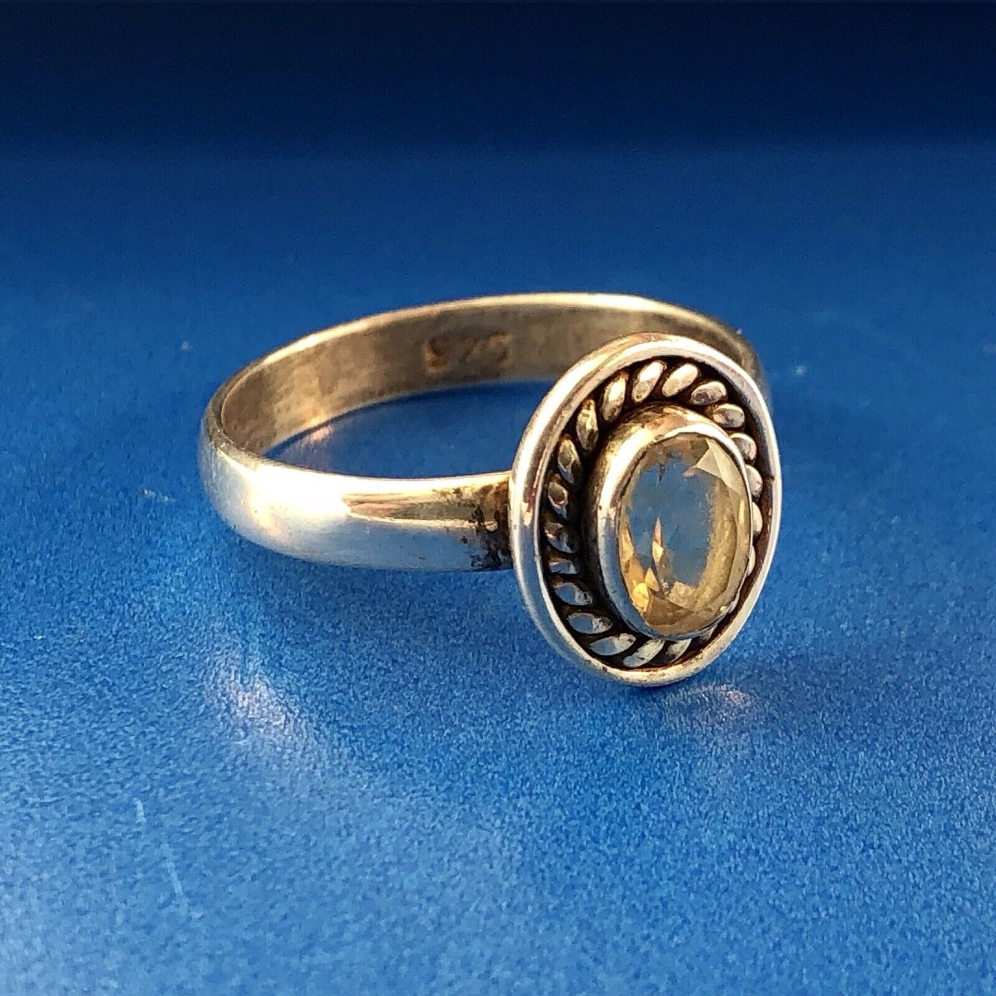 Retro Sterling Silver 925 Oval Citrine November Anniversary Birthstone Ring