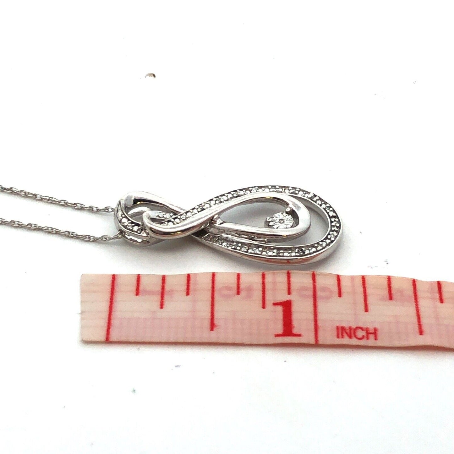 925 Sterling Silver Designer Round Diamond Infinity Anniversary Pendant Necklace