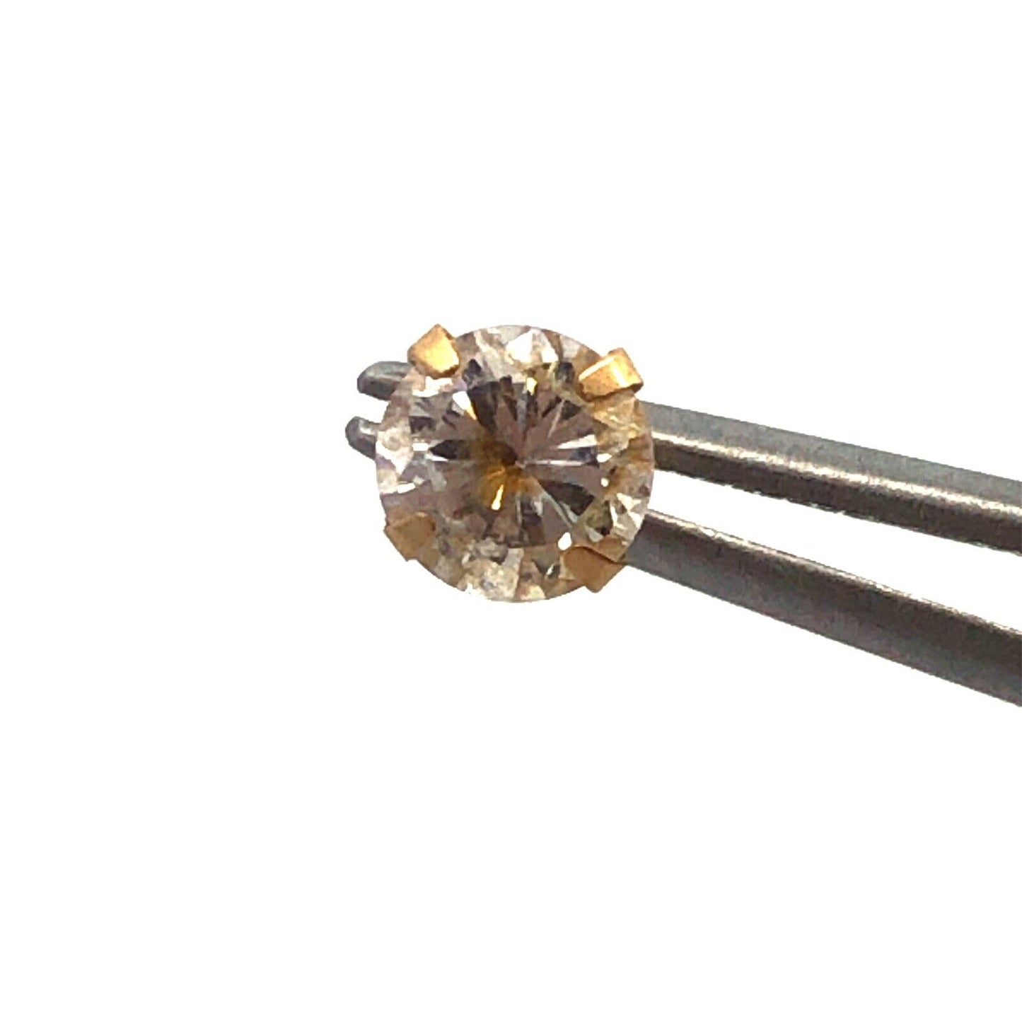 Designer 14K Yellow Gold Round Cubic Zirconia CZ Classic Stud Earrings