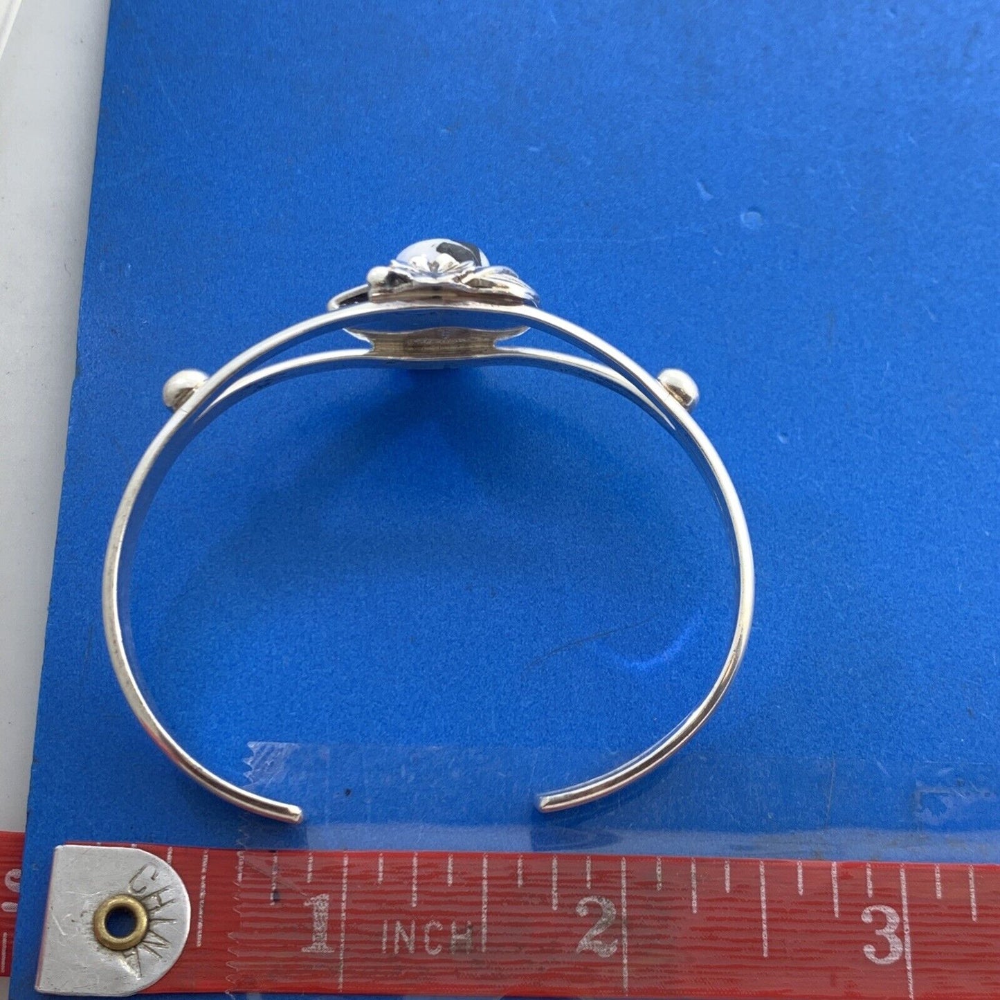 Vintage IRV Monte Navajo 925 Sterling Silver Buffalo Turquoise Cuff Bracelet