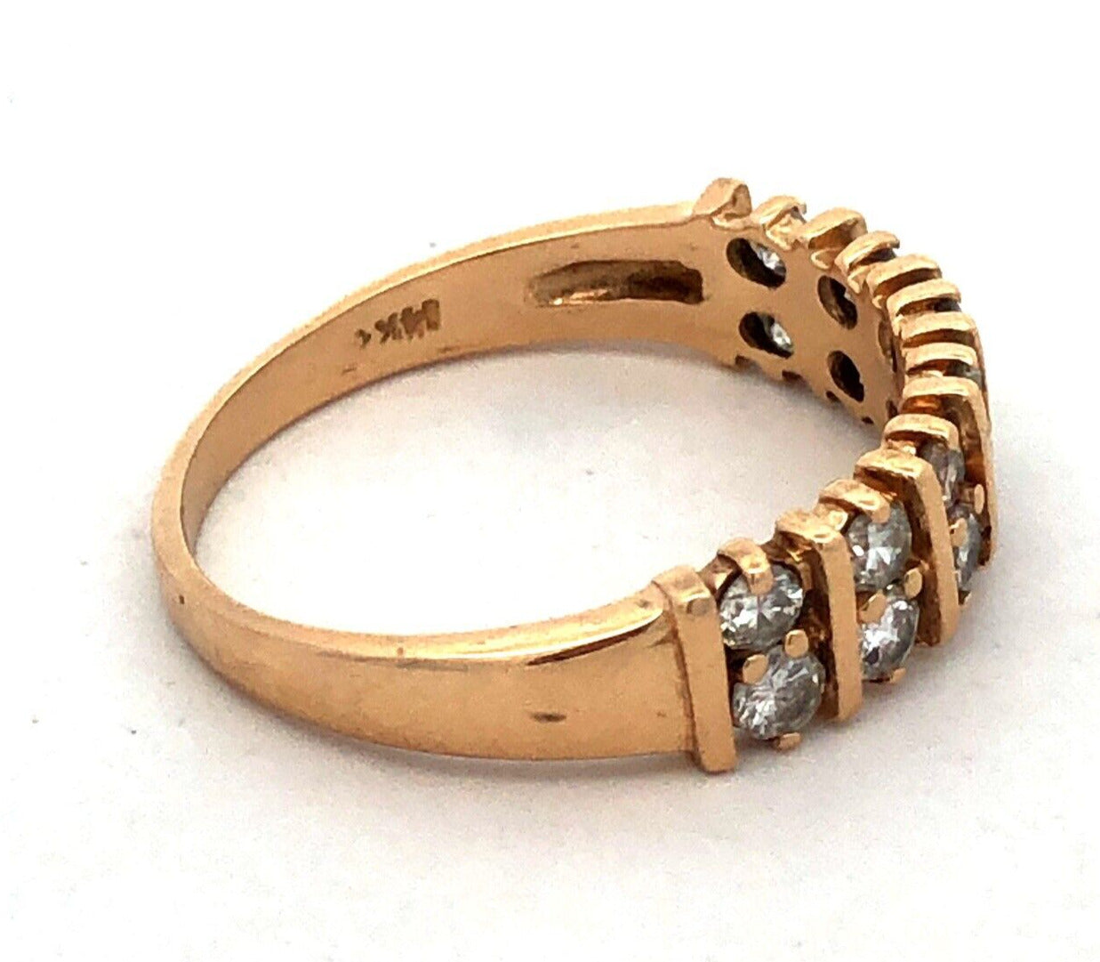 Estate 14K Yellow Gold Round Diamond Wedding Anniversary Band Ring
