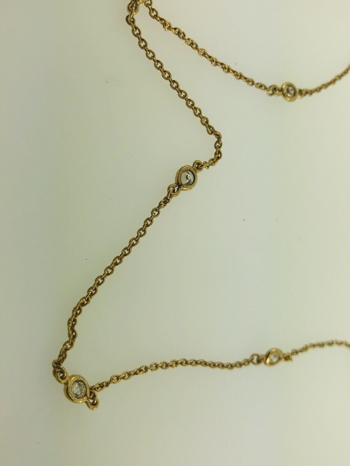 FAS Vermeil Sterling Silver 925 Round Cubic Zirconia CZ Station Necklace