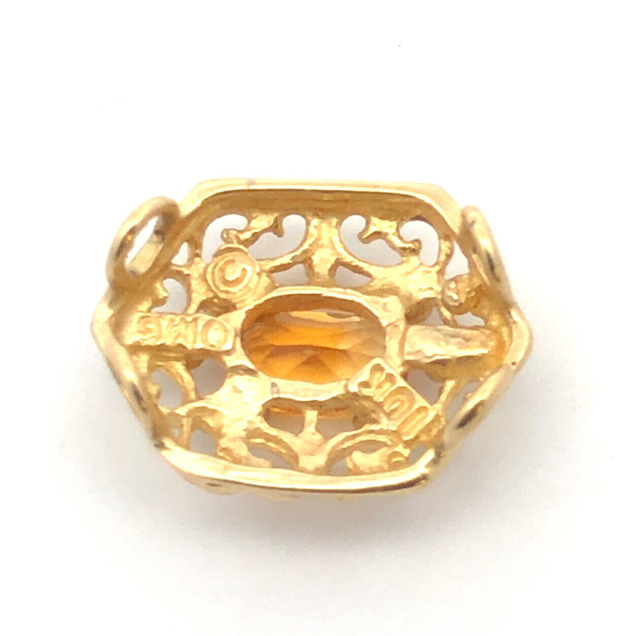 Designer 10K Yellow Gold Oval Citrine November Anniversary Slide Bracelet Charm