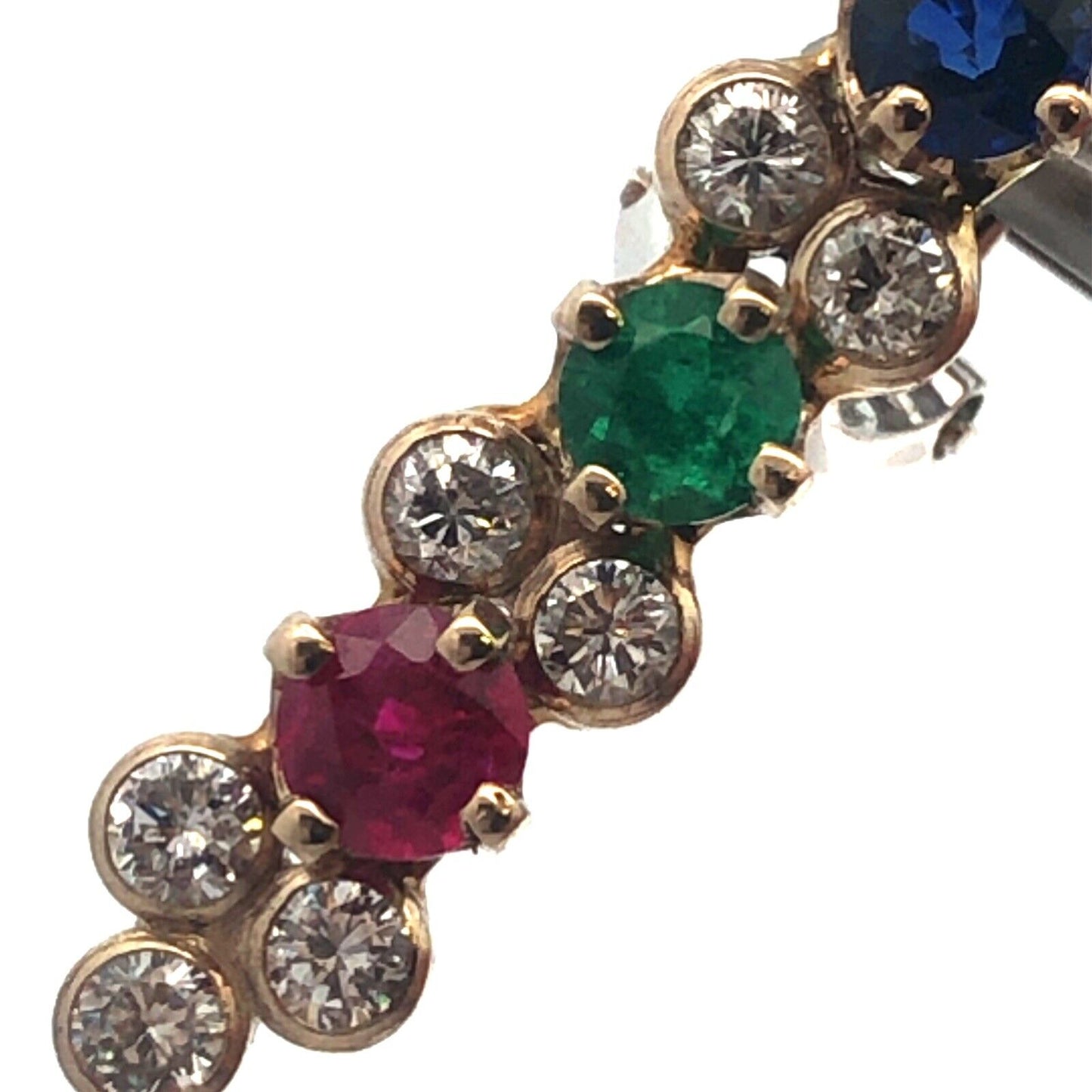 Designer 14K Yellow White Gold Diamond Sapphire Ruby Emerald Omega Back Earrings