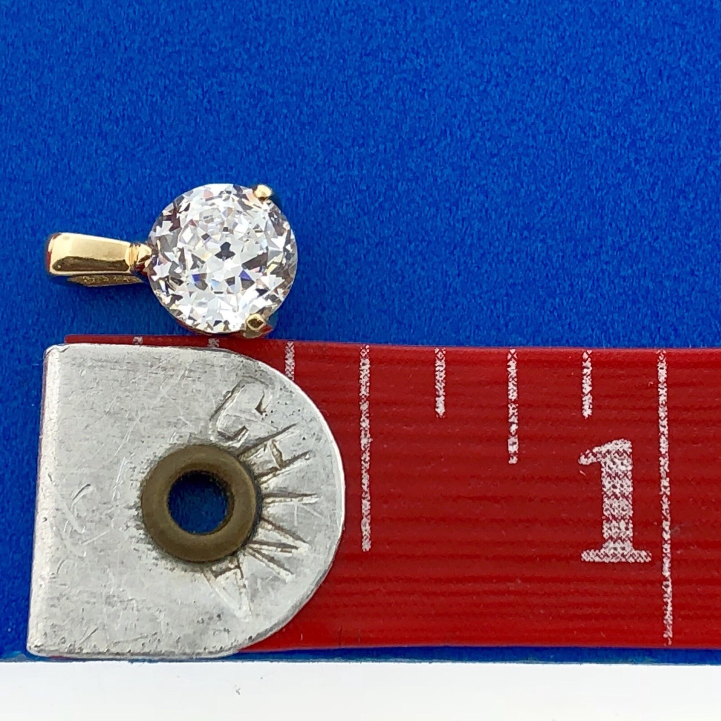 14k Yellow Gold Designer Cubic Zirconia CZ Solitaire Bridal Charm Pendant