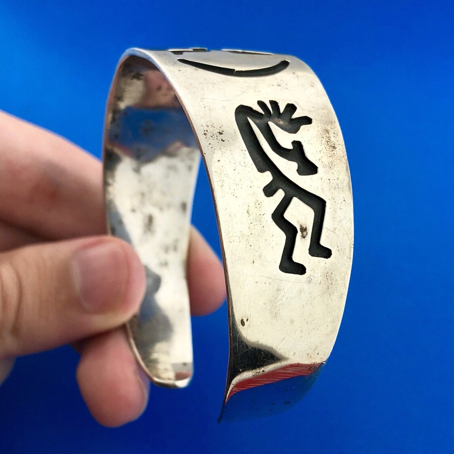 Taxco Mexico 925 Sterling Silver Kokopelli Fertility Storyteller Cuff Bracelet