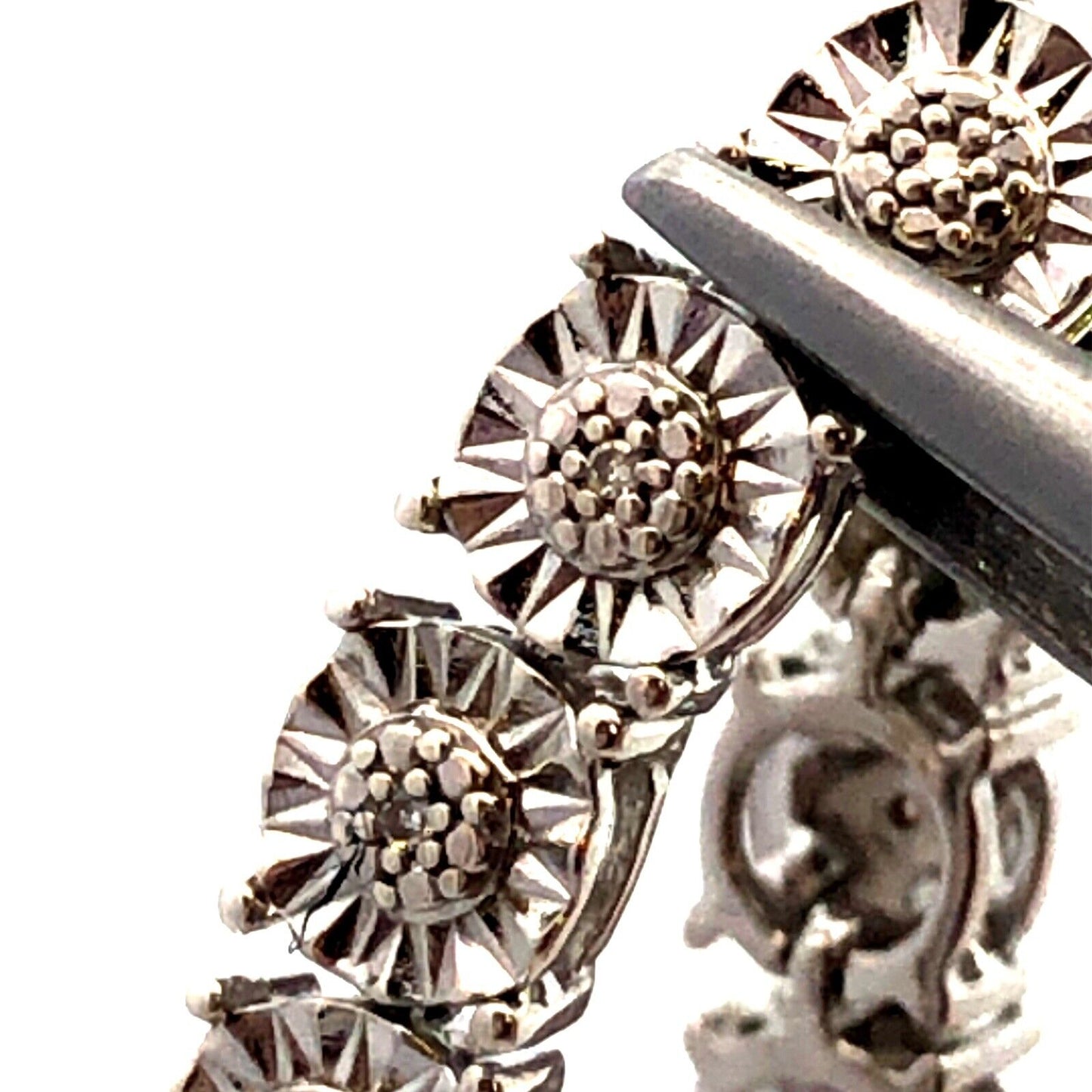 Designer JWBR 925 Sterling Silver Round Diamond Textured Tennis Bracelet