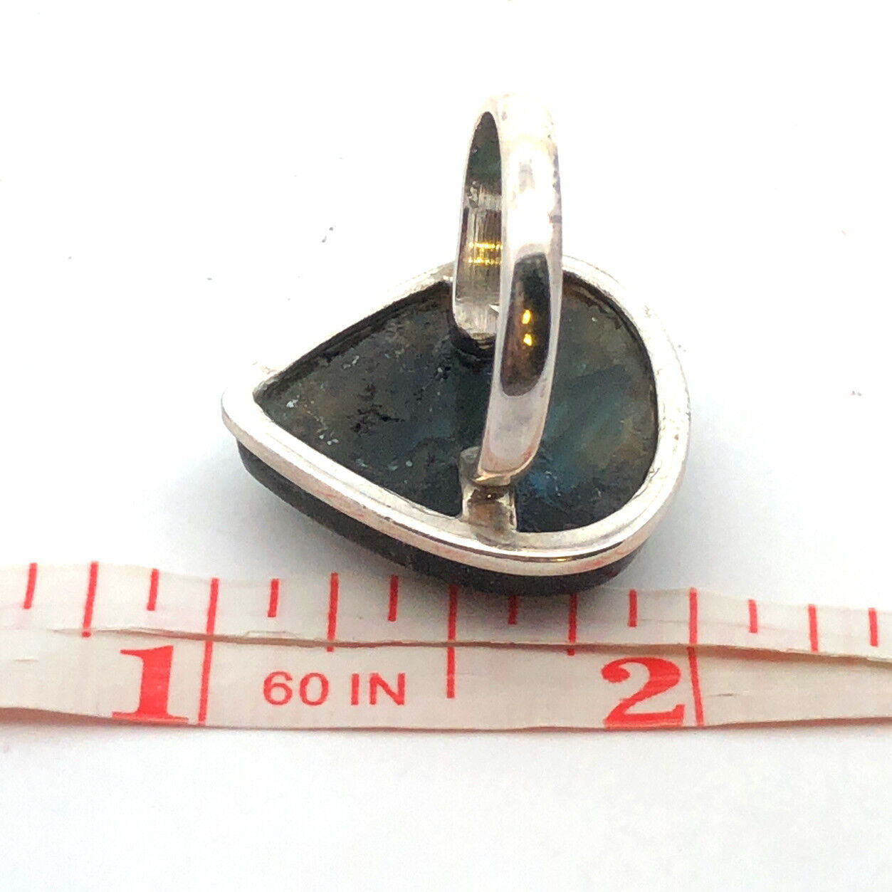 Vintage 925 Sterling Silver Triangle Cabochon Labradorite Statement Ring