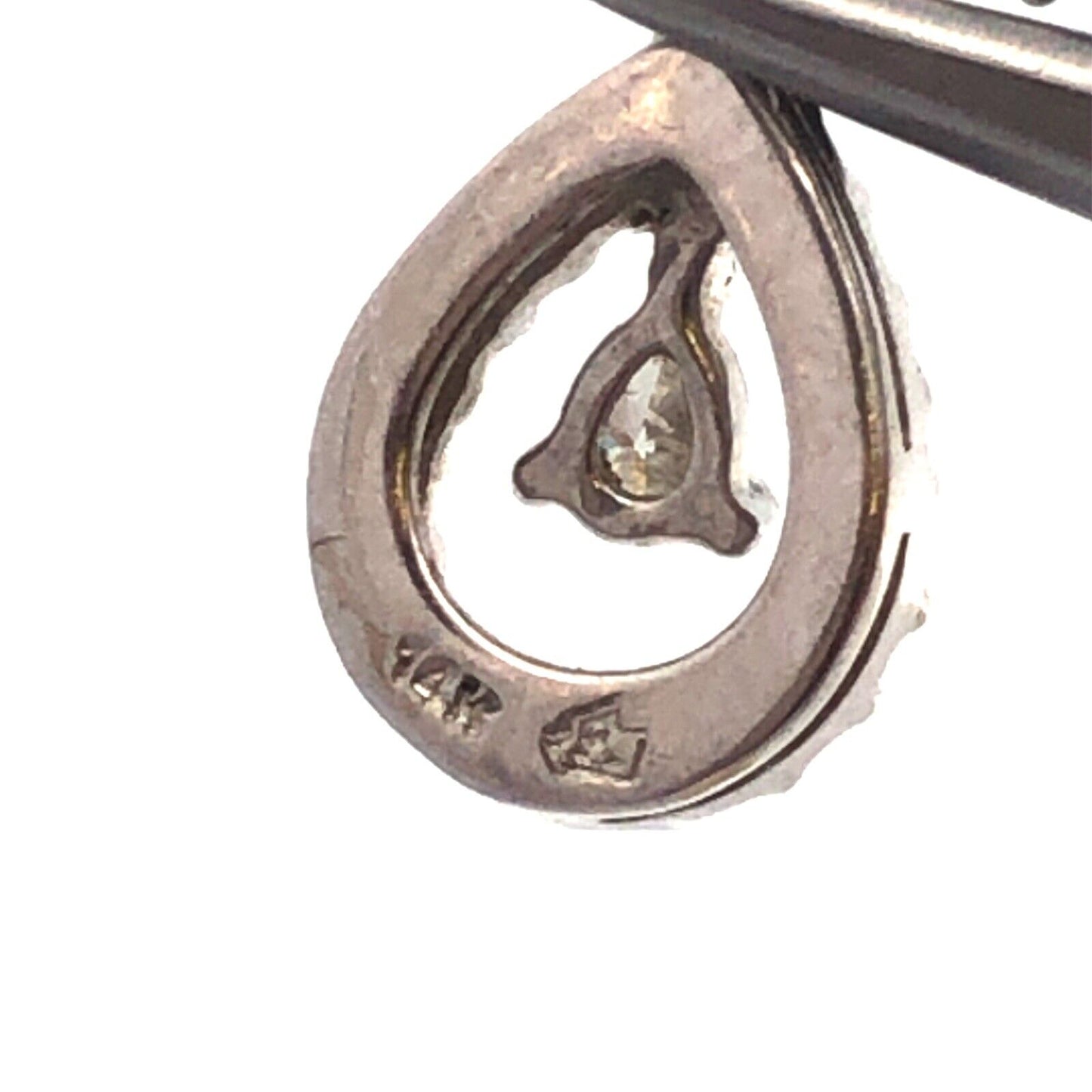 Designer 14K White Gold Diamond Dangle Drop Stud Earrings