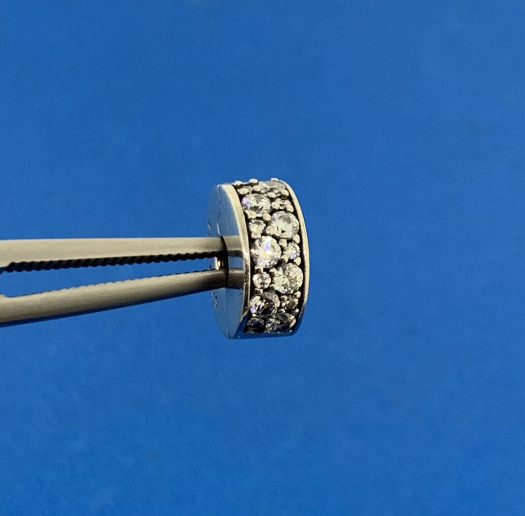 Authentic PANDORA Moments Sterling Silver Pave Clear Cubic Zirconia Clip Charm