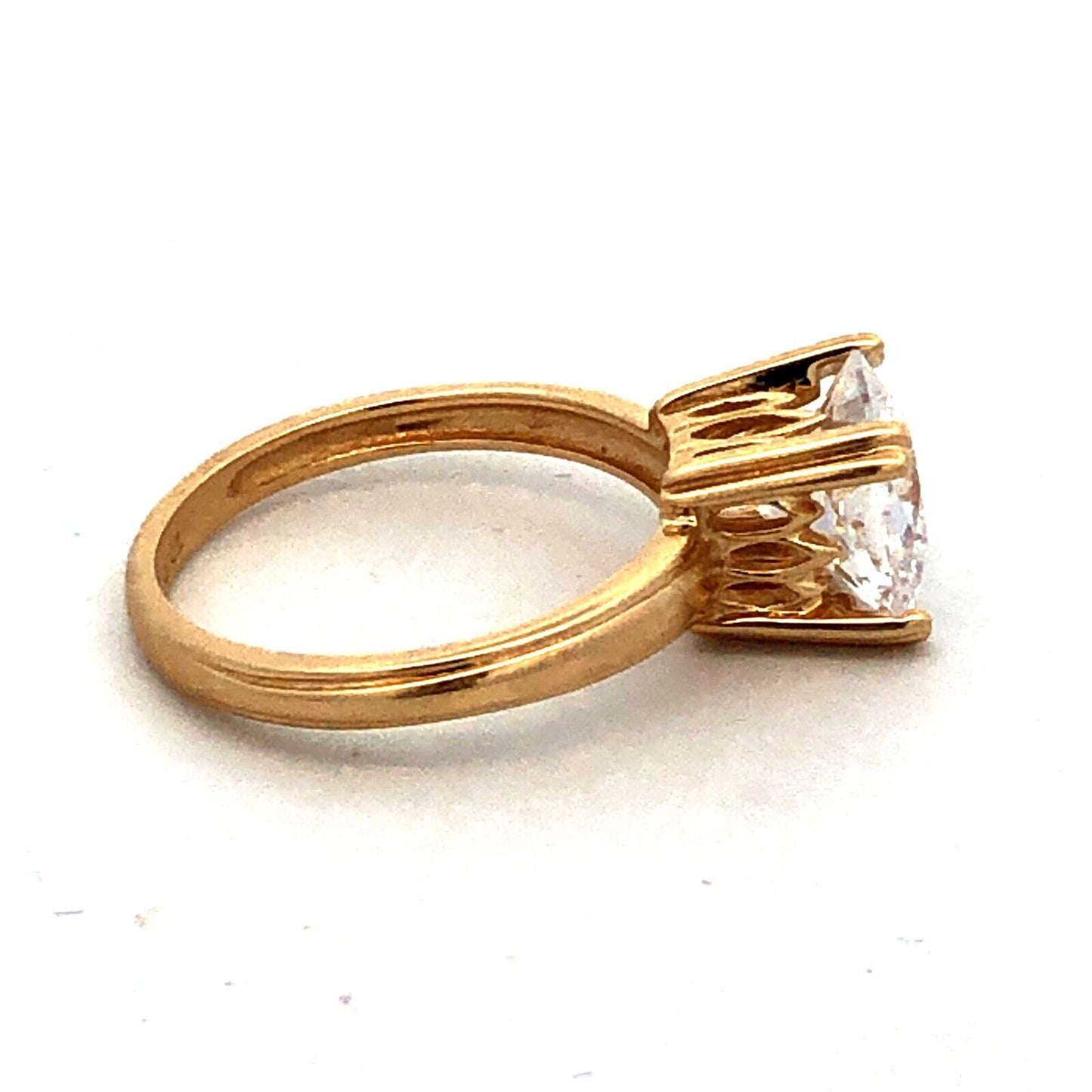 Diamonique 14K Yellow Gold Princess Cut Cubic Zirconia CZ Engagement Ring