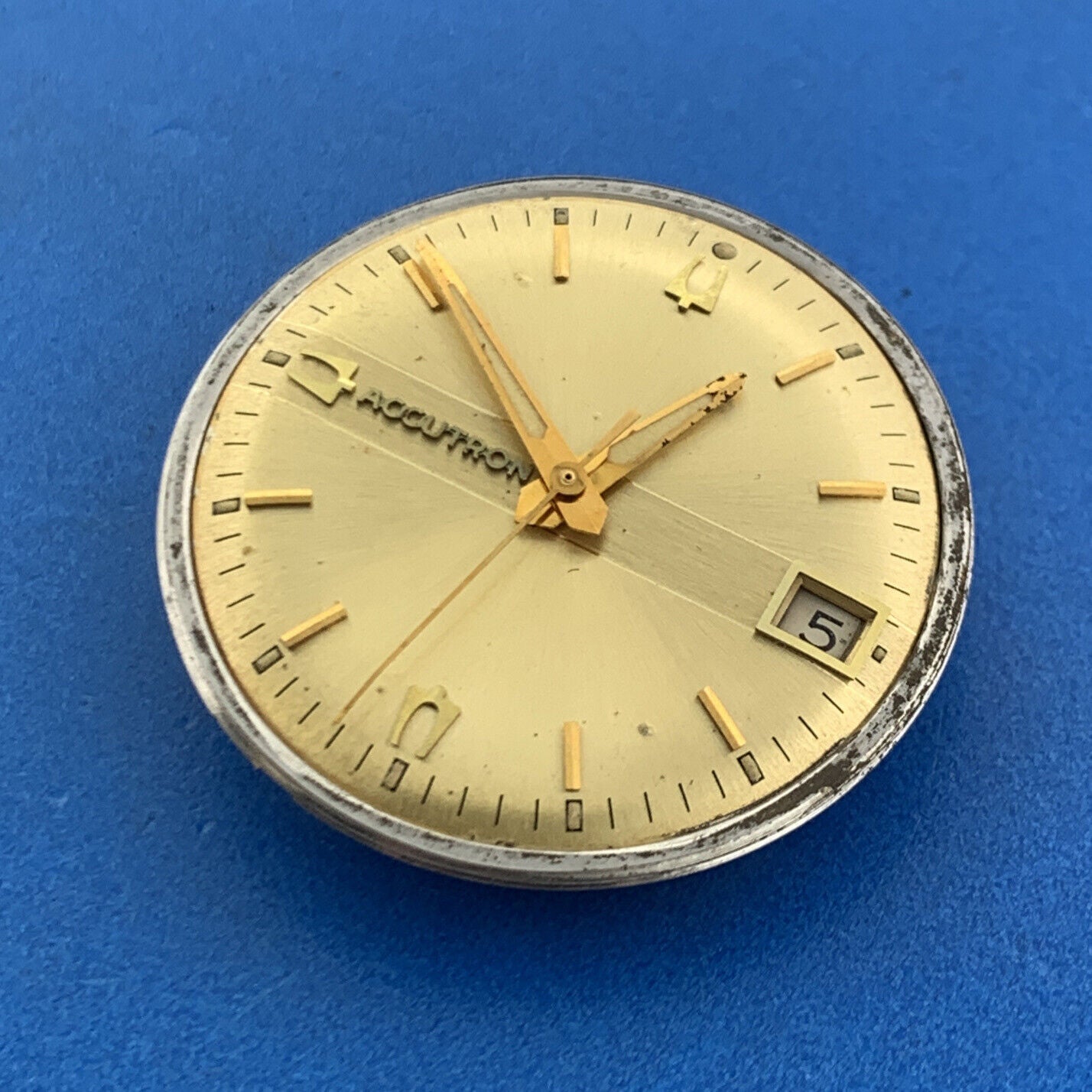 1970's Bulova Accutron 218 D Tuning Fork Watch Head Parts Only Not Working