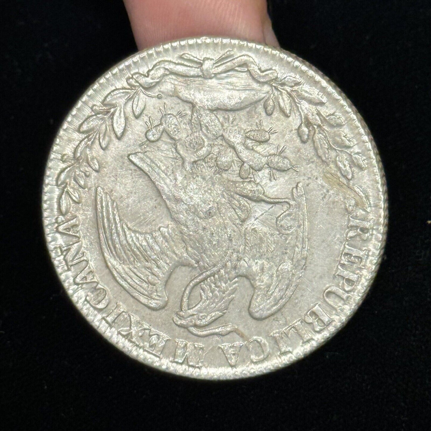 1837 Go Guanajuato Mexico 8 Reales P.J. Cap & Rays Libertad .903 Silver Coin