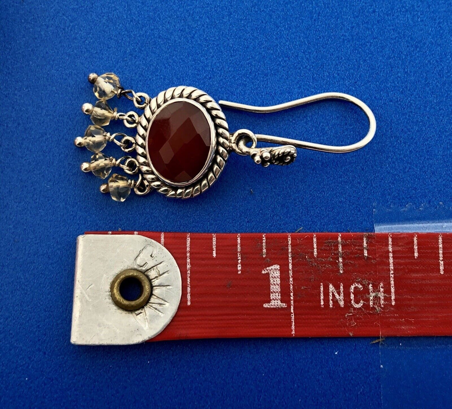 Doug Paulus DP Sterling Silver 925 Carnelian Citrine Bead Drop Dangle Earrings