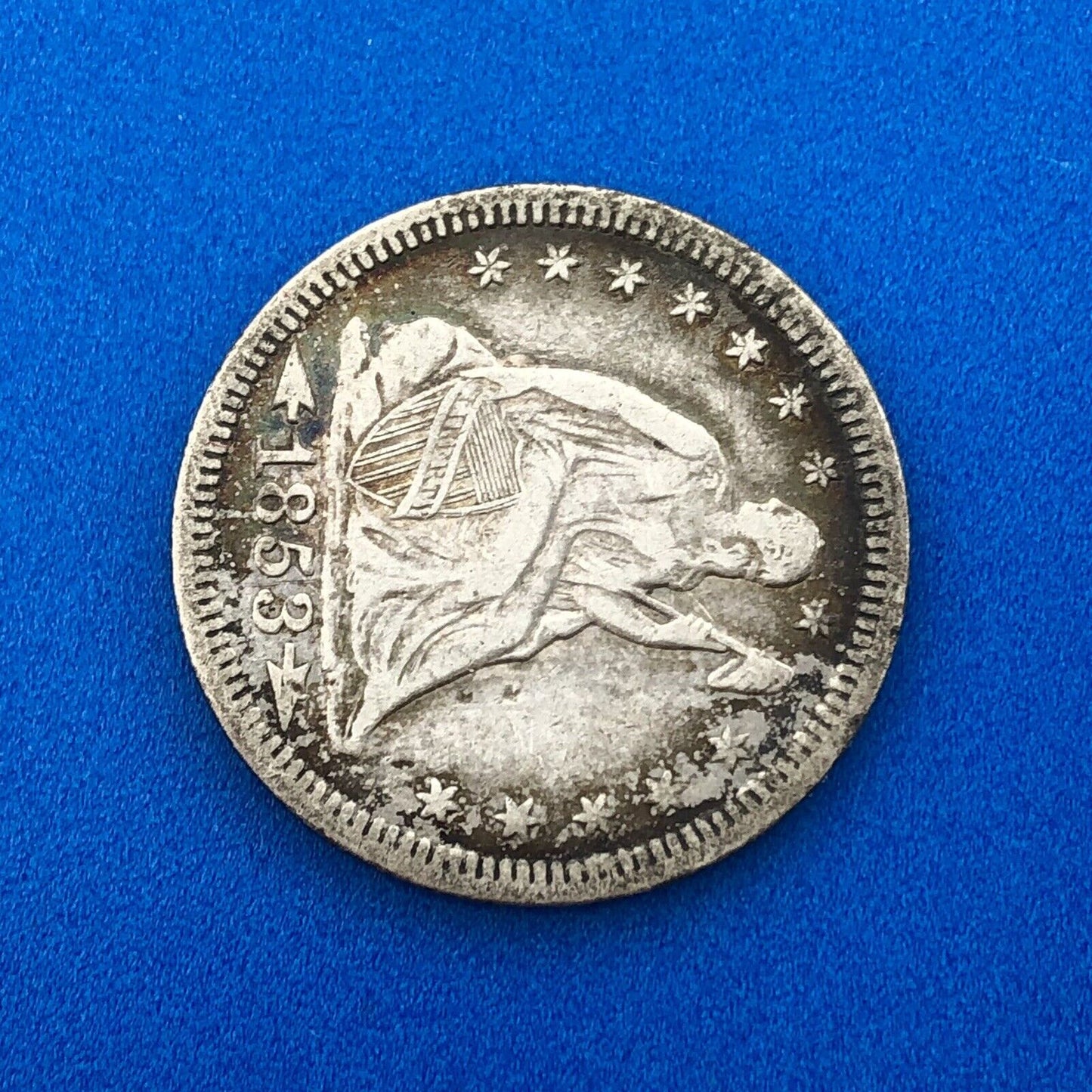 1853 P Silver Seated Quarter Dollar Arrows Rays No Motto Philadelphia Mint Coin