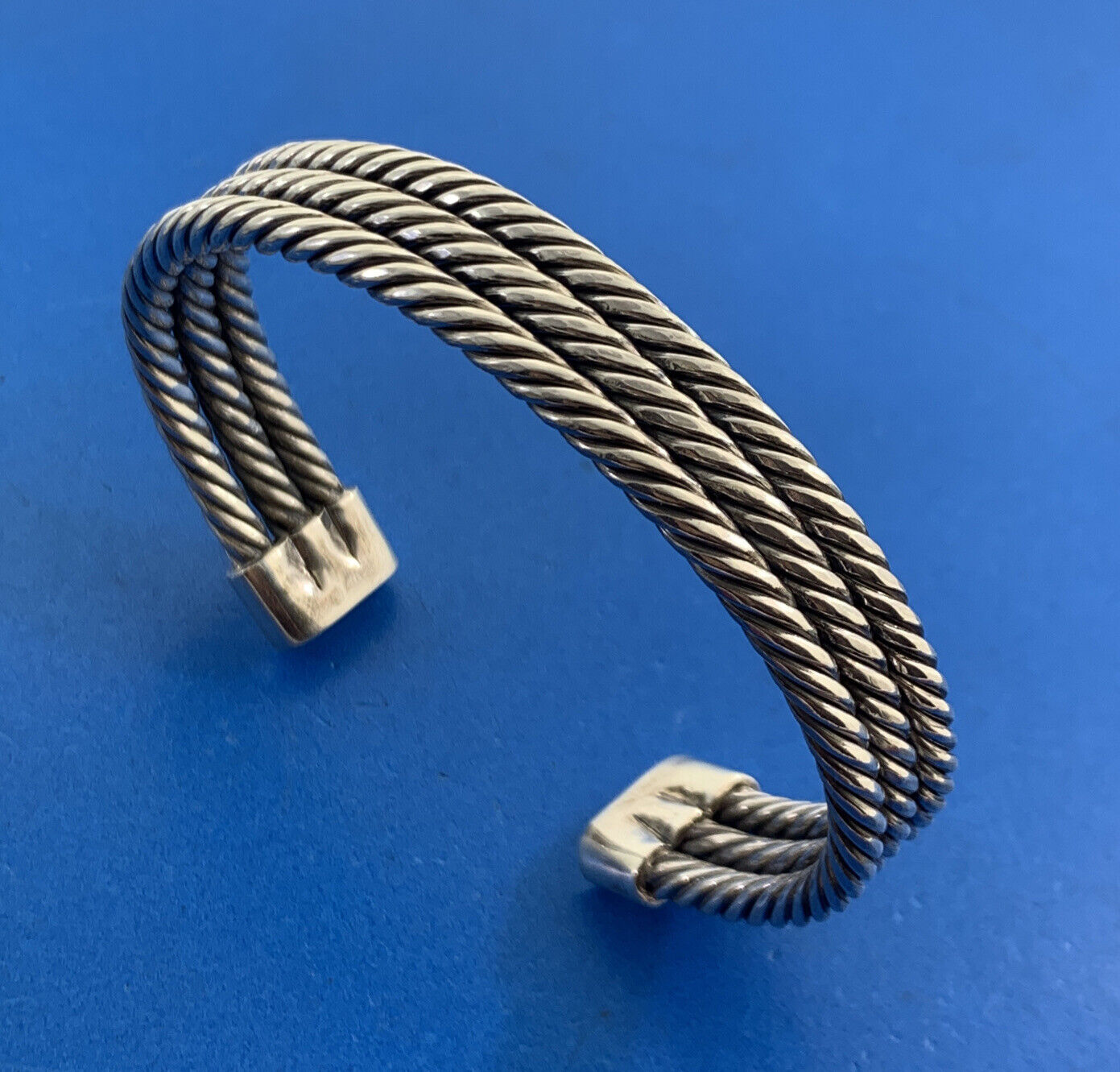 Vintage Taxco 925 Sterling Silver Triple Cable Statement Cuff Bracelet
