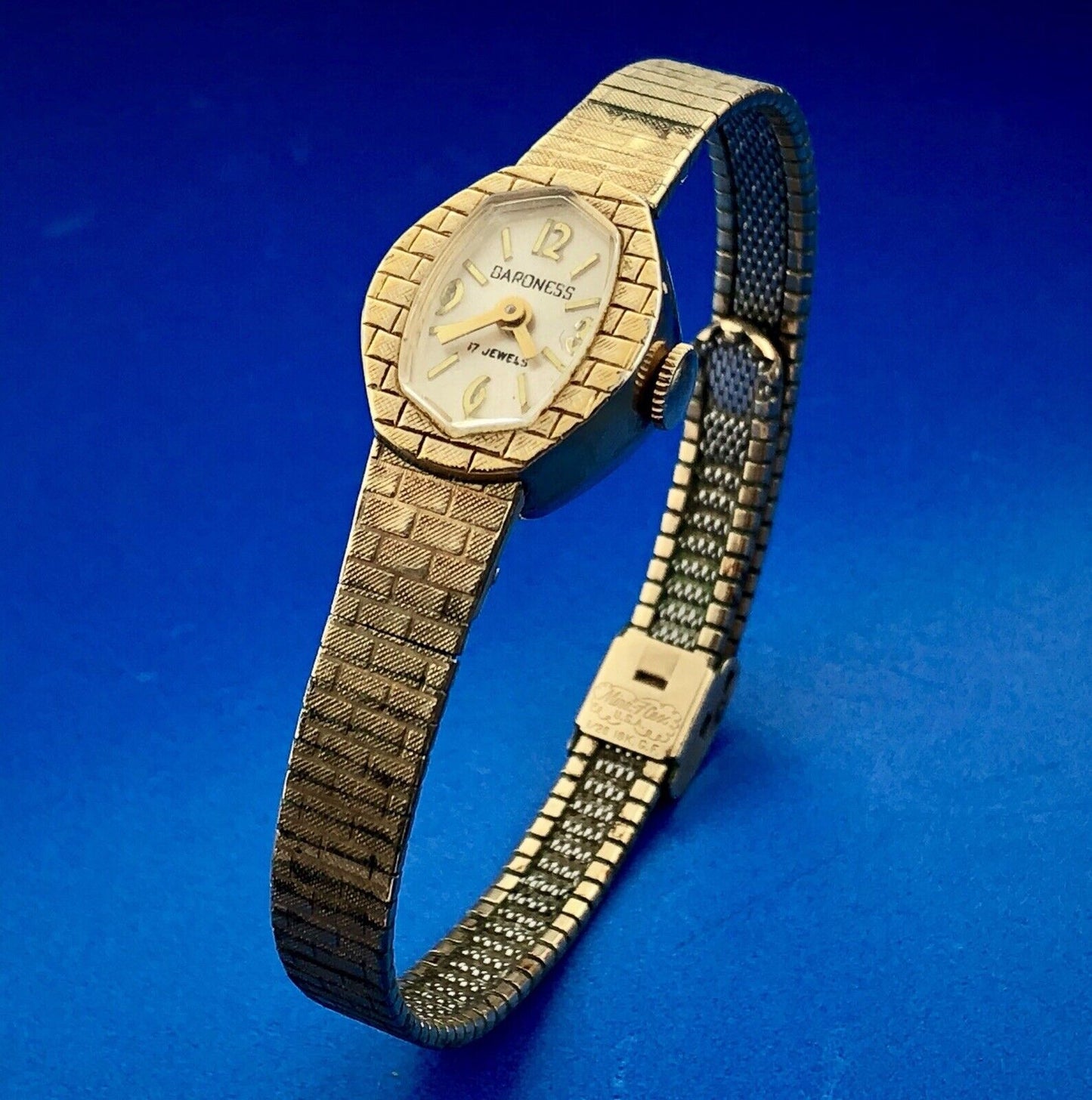 Mid Century Ladies 10K Rolled Yellow Gold Plate Baroness 17j Automatic Watch