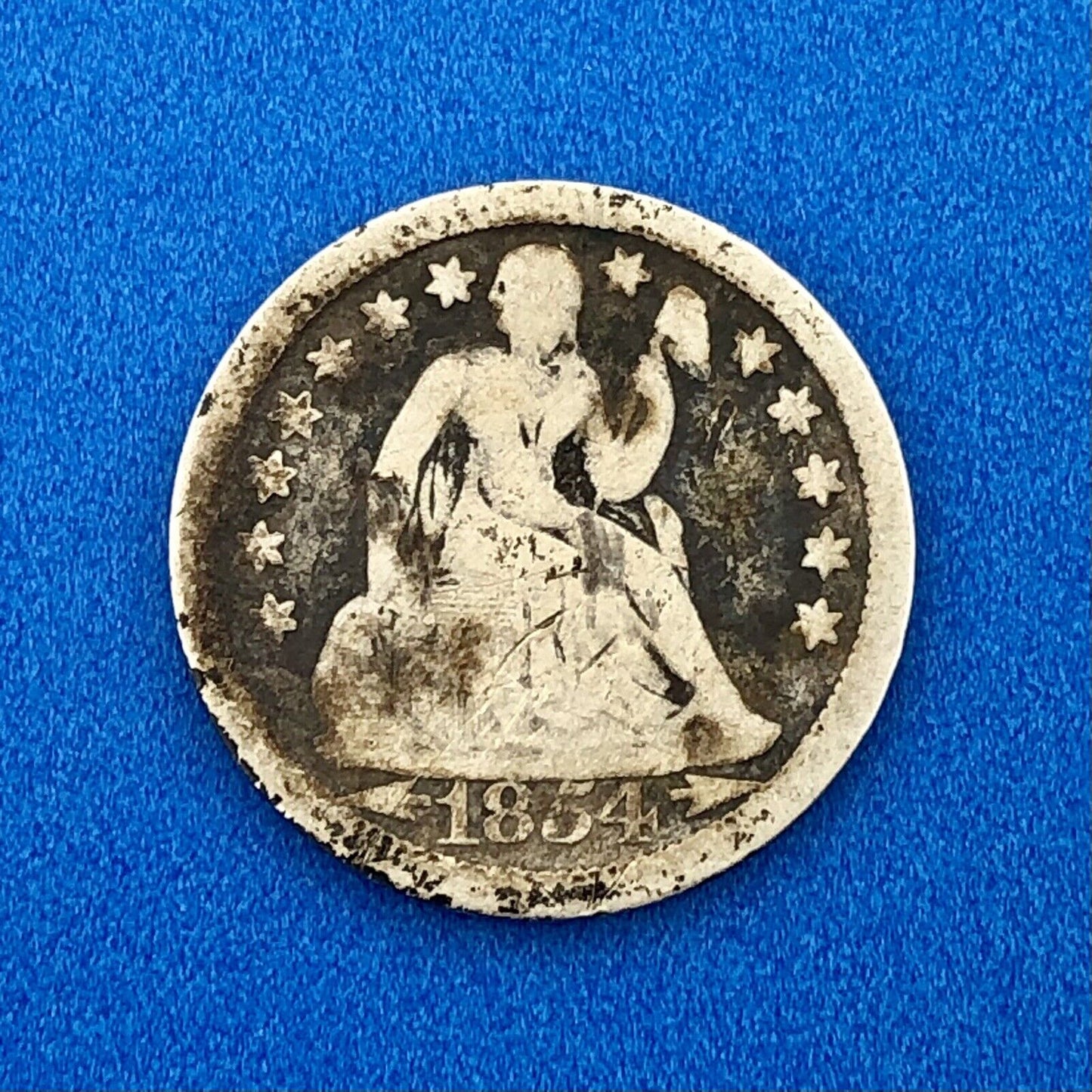 1854 P Seated Liberty Dime Variety 3 Arrows Better Key Philadelphia Type Coin