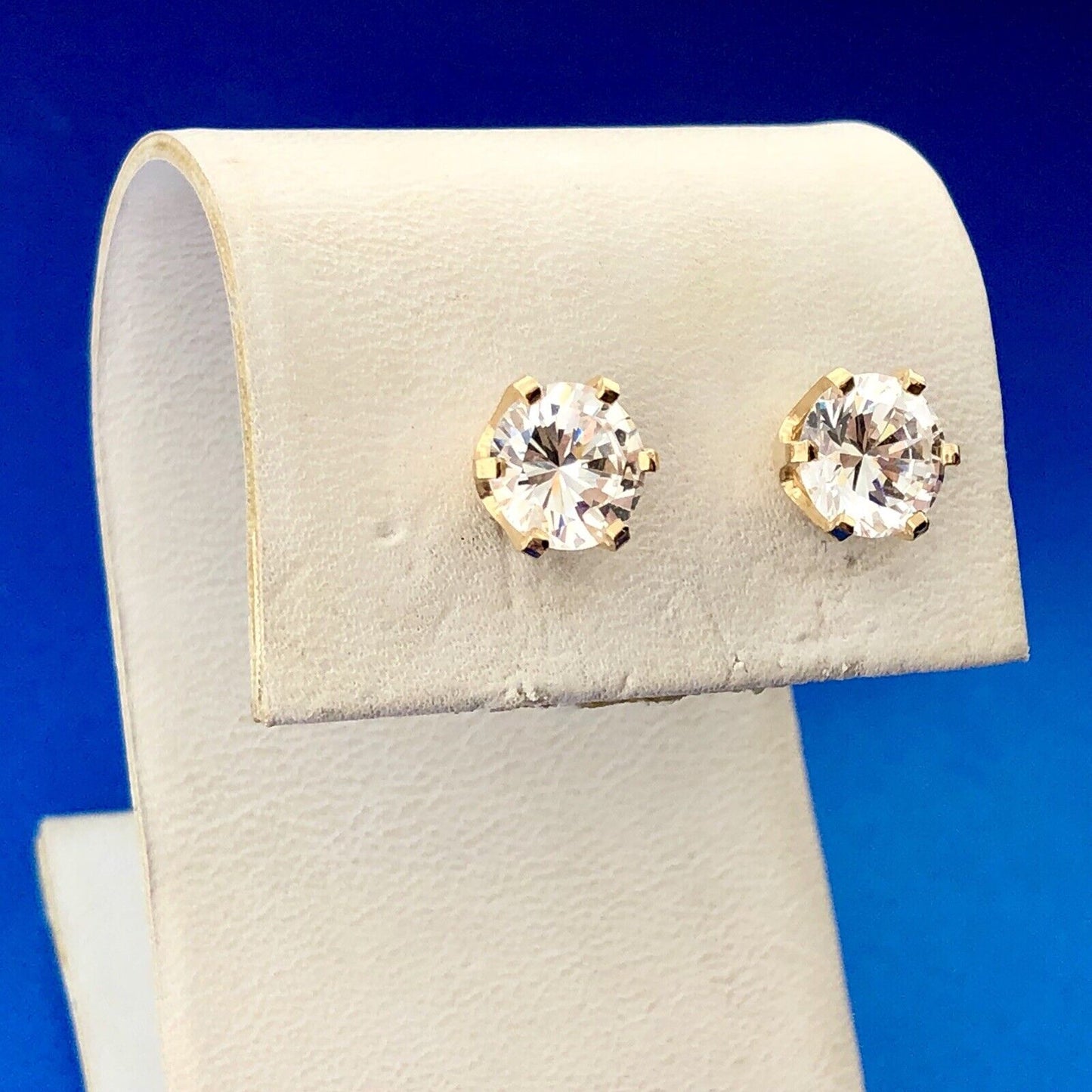 14k Yellow Gold Ladies CZ Cubic Zirconia Stud Earrings 5.06 Carat ct