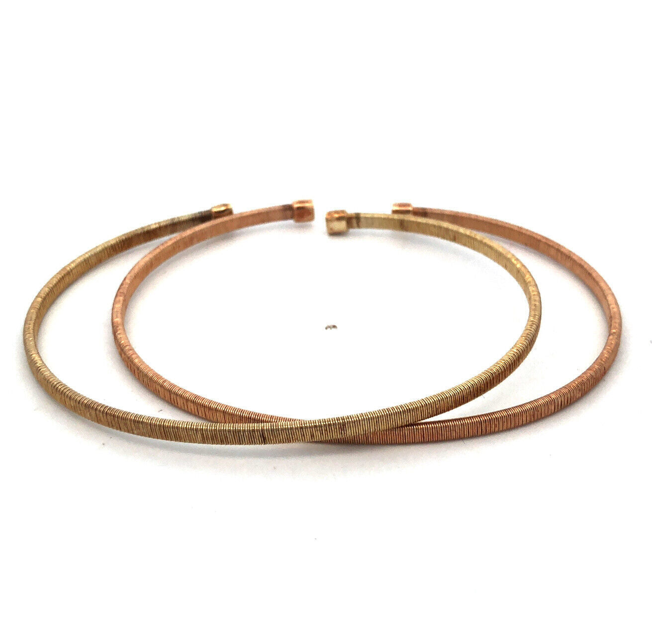 Designer Italy 925 Sterling Silver Gold Rose Gold Stacking Cuff Bracelet Set
