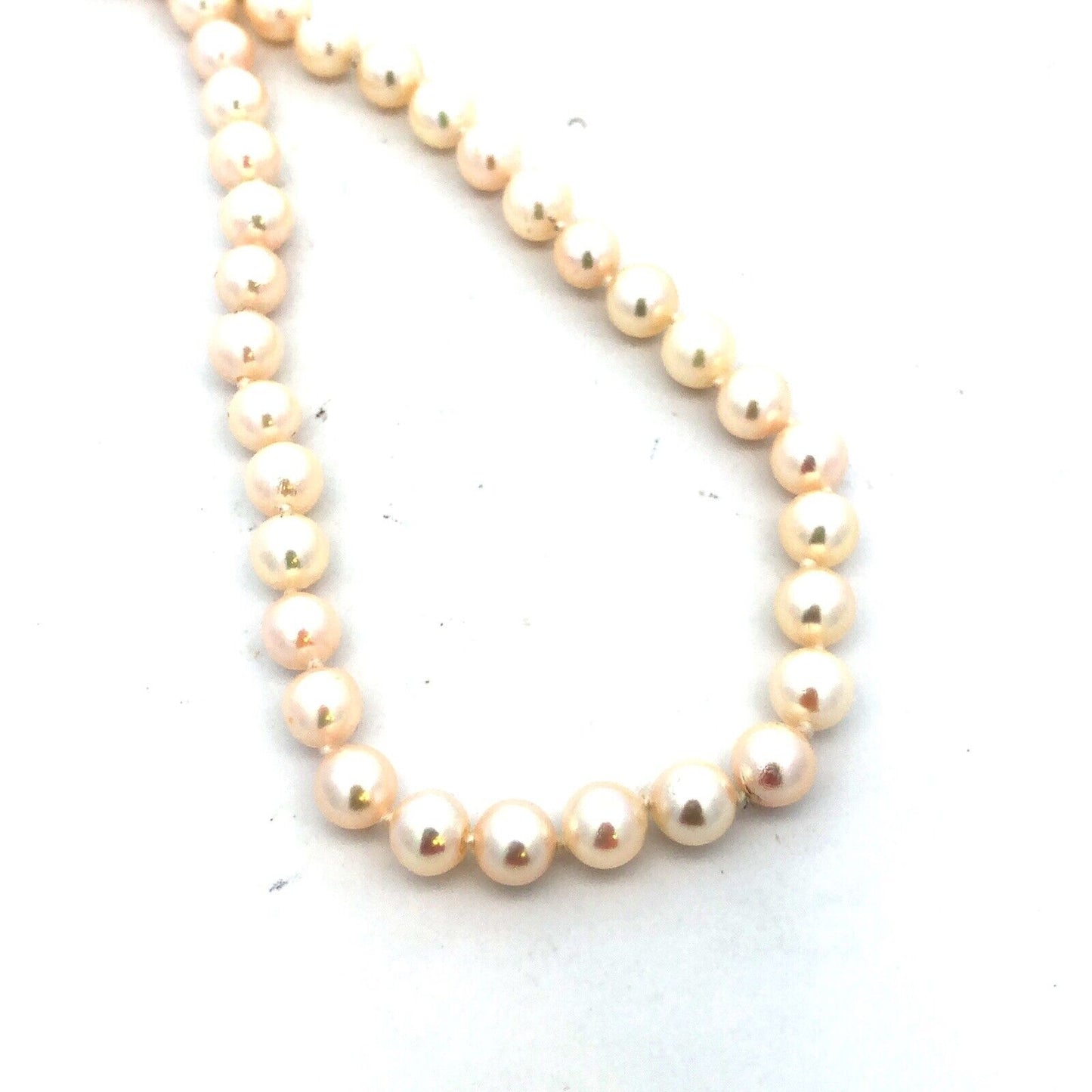 Estate 14KT Yellow Gold White Pearl June Anniversary Wedding Necklace