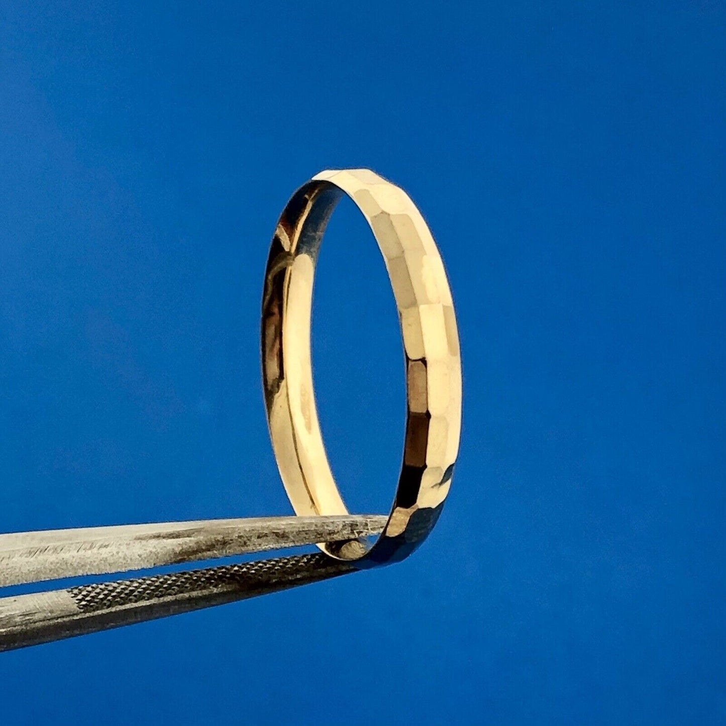 Designer Atasay Kuyumculuk AK Turkey 14K Yellow Gold Hammered Wedding Band Ring