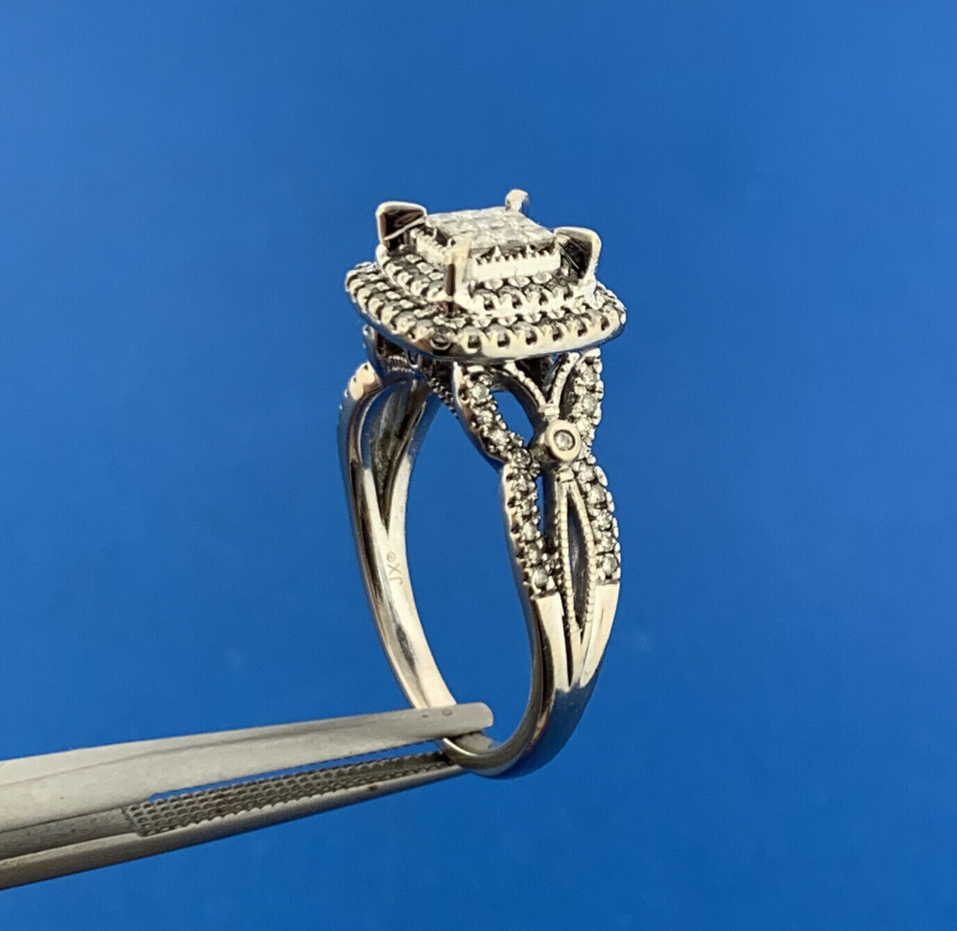 Kays Jewelers 10K White Gold Princess Diamond Top Double Halo Engagement Ring