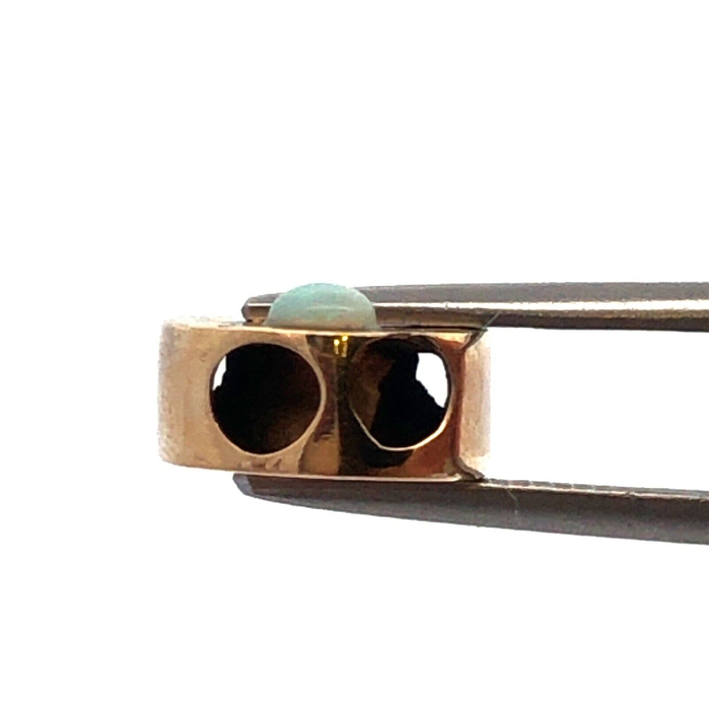 Vintage 10K Yellow Gold Round Opal Cabochon Slide Bracelet Charm