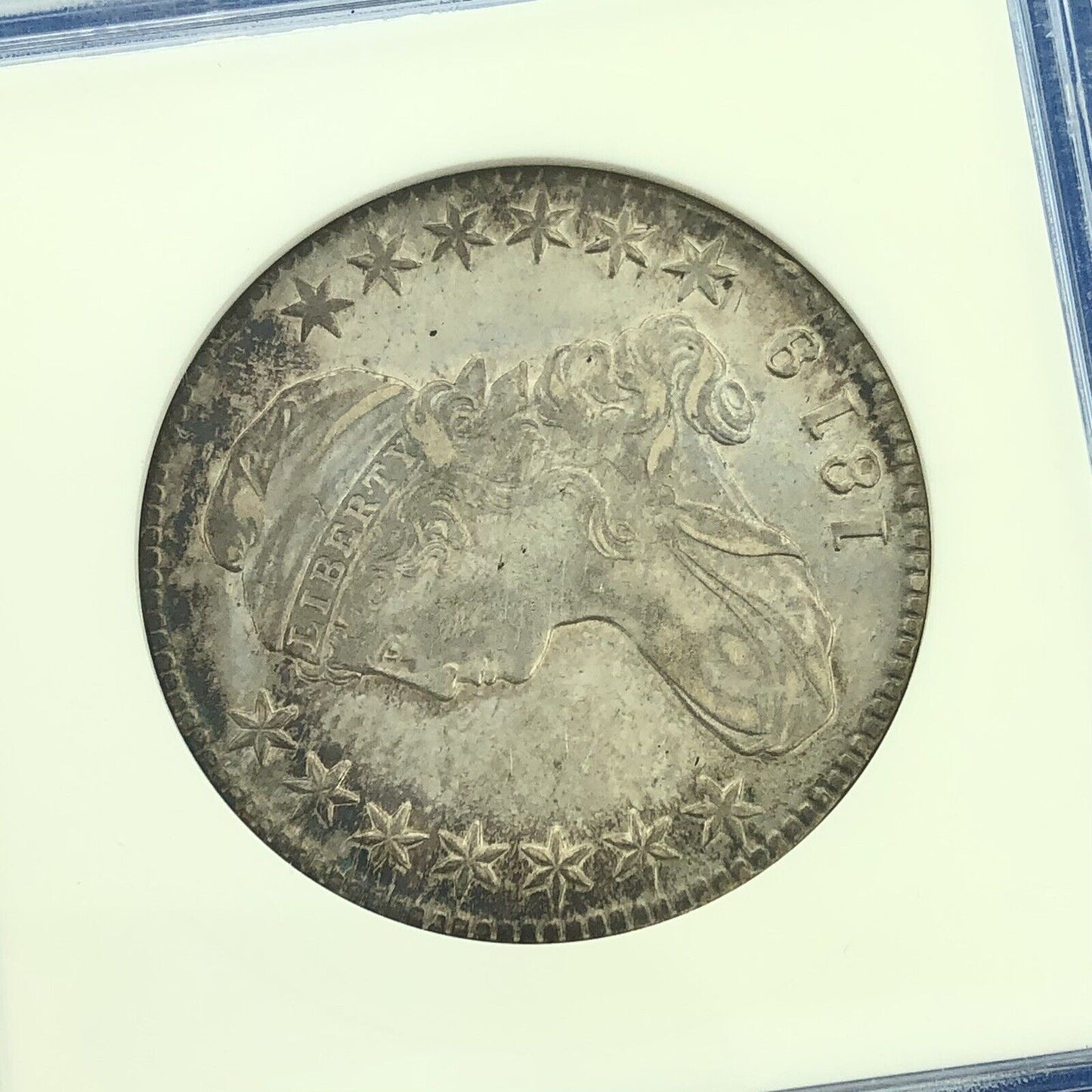 1819/8 Capped Bust Silver Half Dollar 50c Lettered Edge ANACS AU53 Details Coin