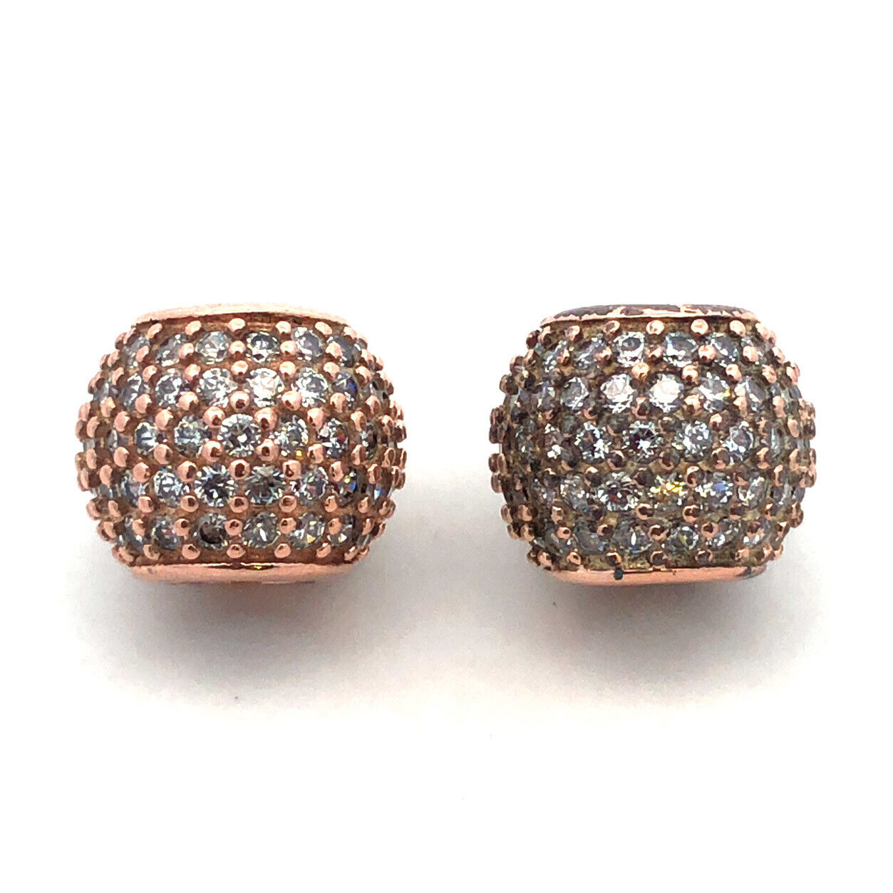 PANDORA 925 Sterling Silver Rose Gold Vermeil CZ Lights Ball 781051 Pave Charm