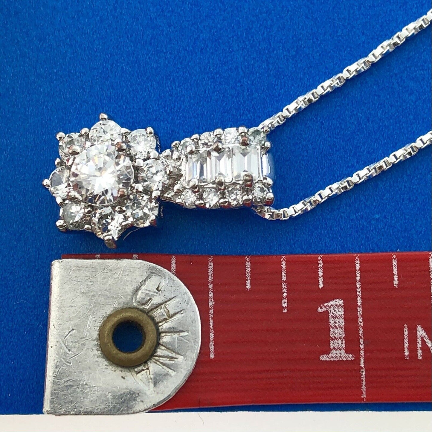 Designer 925 Sterling Silver Cubic Zirconia CZ Floral Cluster Pendant Necklace