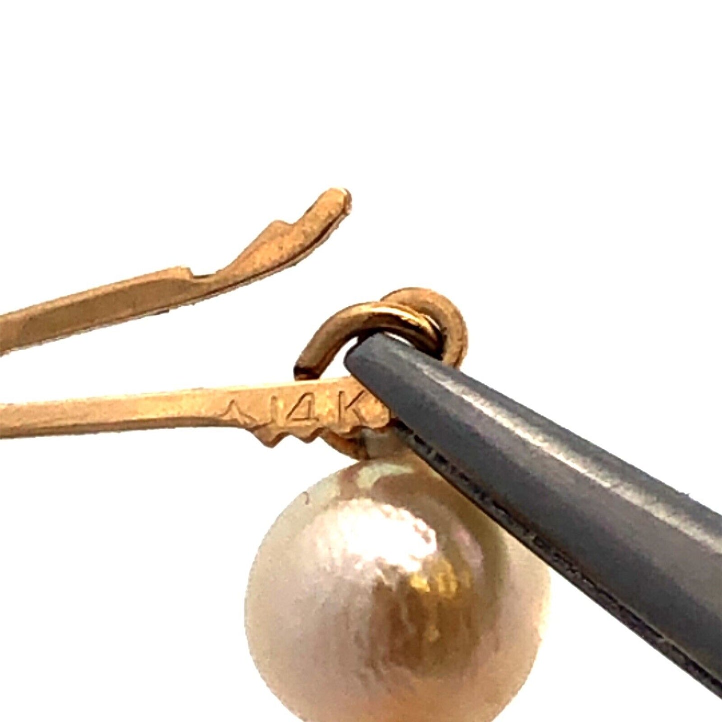 Estate 14KT Yellow Gold White Pearl June Anniversary Wedding Necklace