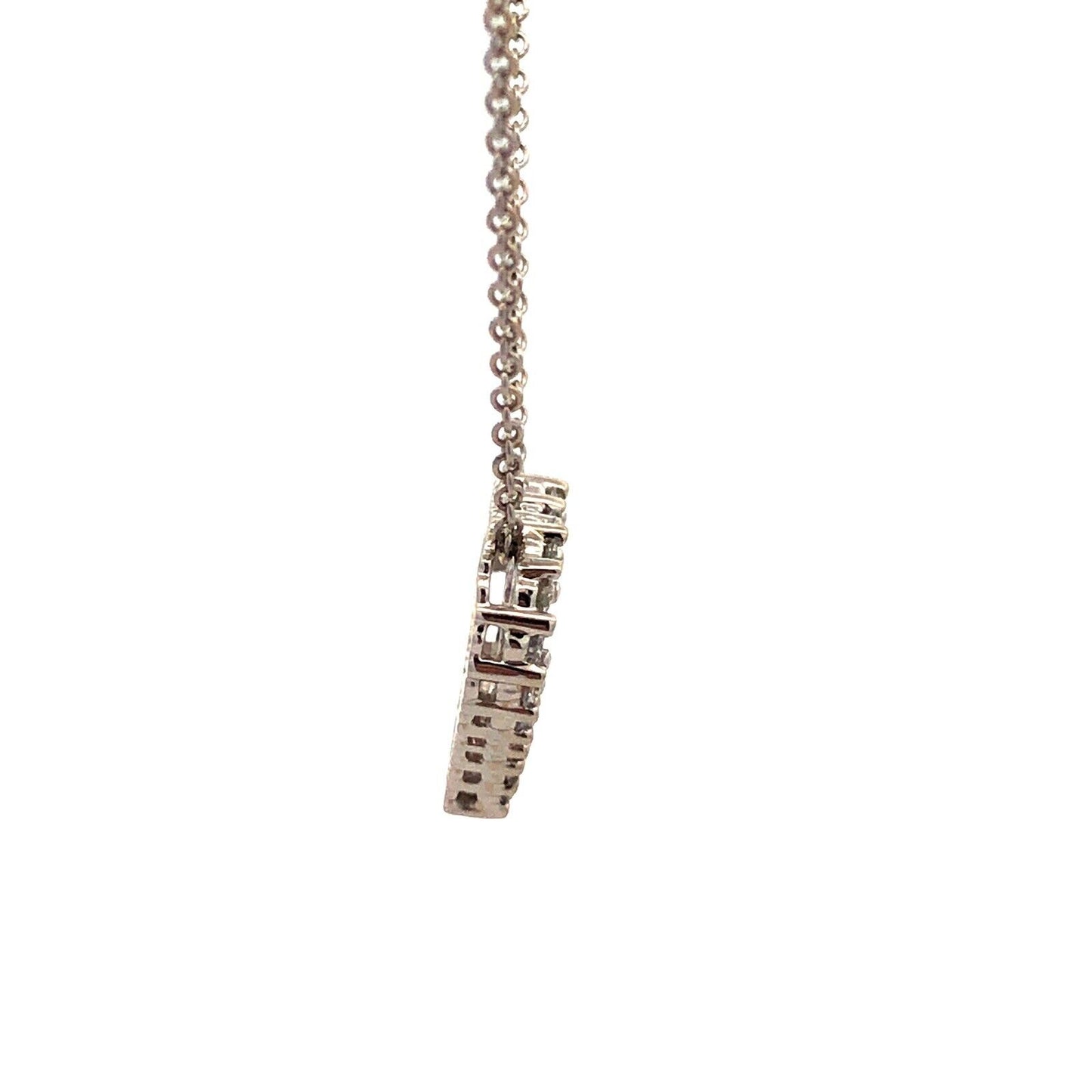 Designer H 14K White Gold Round Diamond Heart Anniversary Pendant Chain Necklace