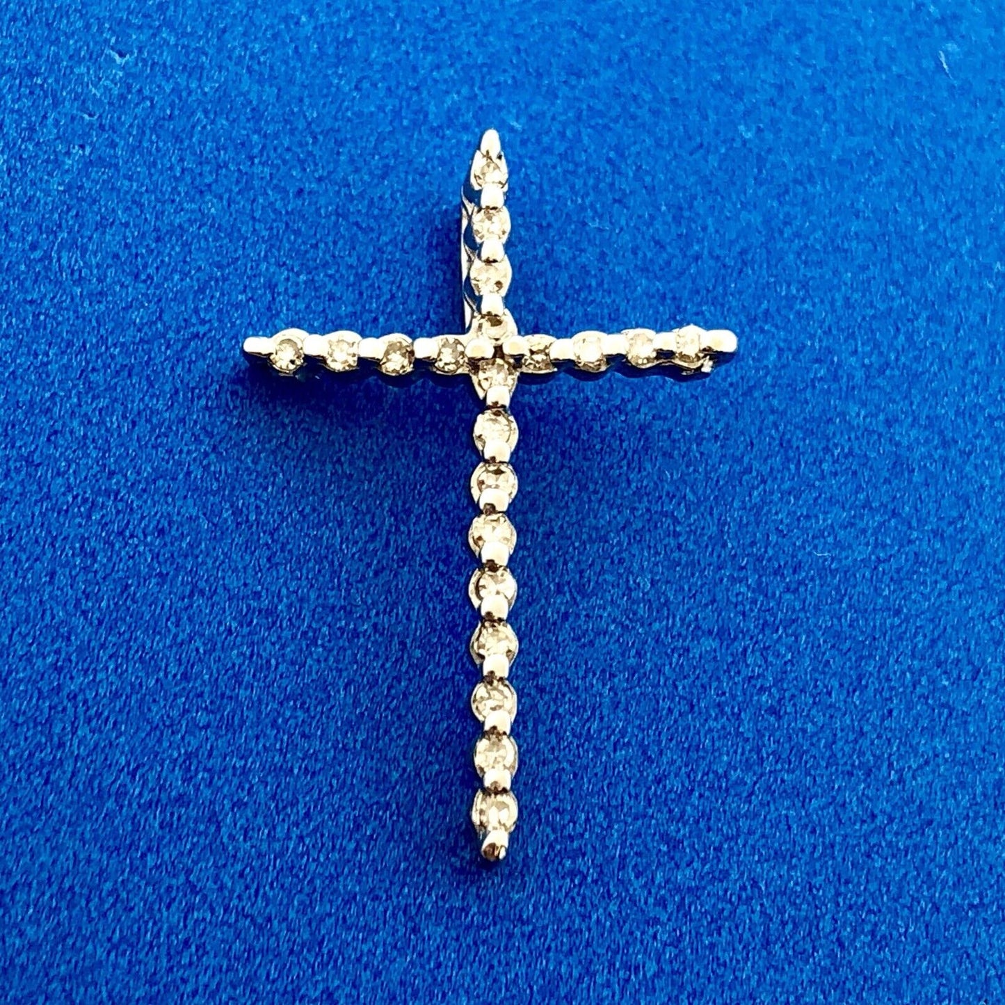 Designer 14K White Gold Pave Diamond Cross Easter Communion Cross Pendant