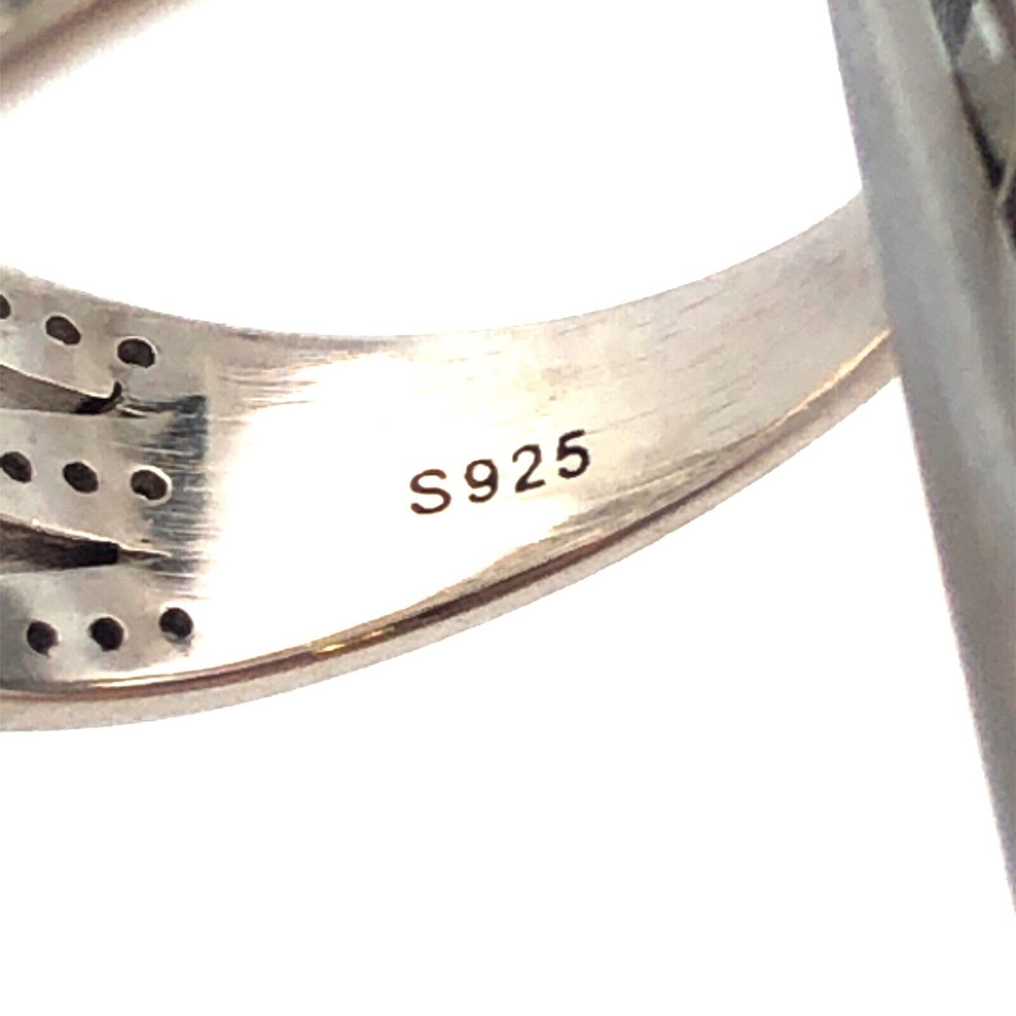 925 Sterling Silver Estate Cubic Zirconia CZ MOM Mother Heart Love Band Ring