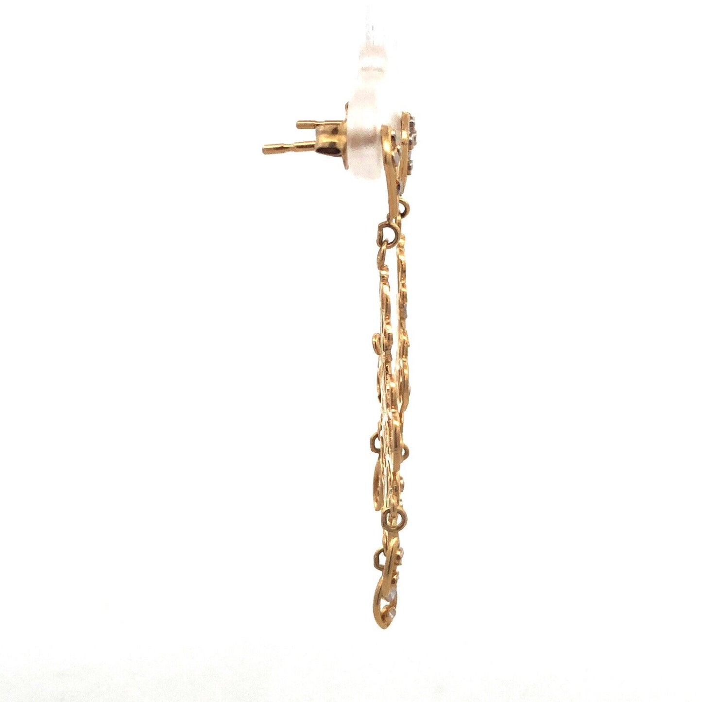 14K White Yellow Gold Chandelier Wedding Bridal Filigree Ornate Dangle Earrings