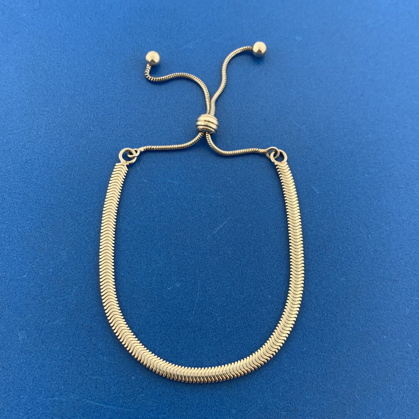 Estate Sterling Silver 925 Slinky Snake Link Adjustable Lariat Style Bracelet
