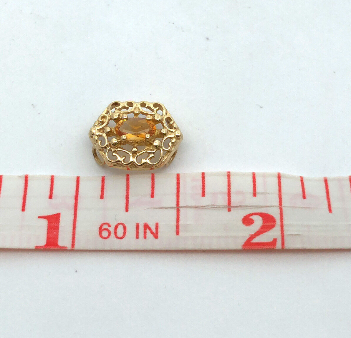 Designer 10K Yellow Gold Oval Citrine November Anniversary Slide Bracelet Charm