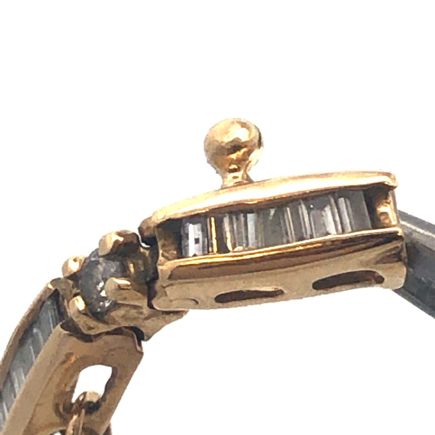 14K Yellow Gold Baguette Round Diamond Tennis Bracelet
